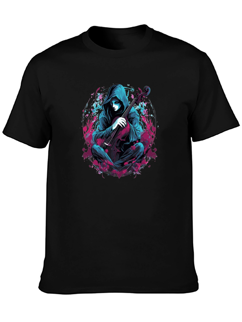 Hooded Musician Graphic Tee - Darkwave Style