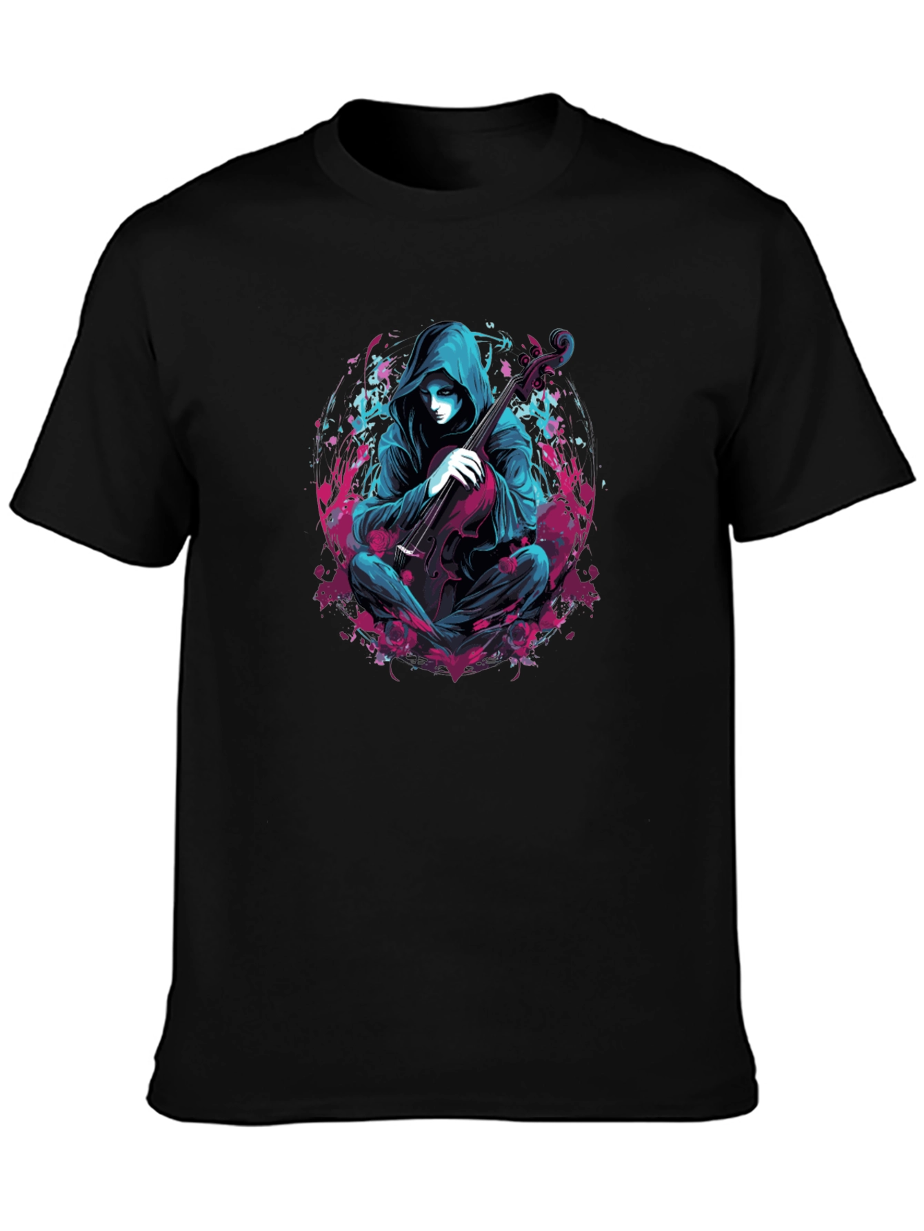 Hooded Musician Graphic Tee - Darkwave Style