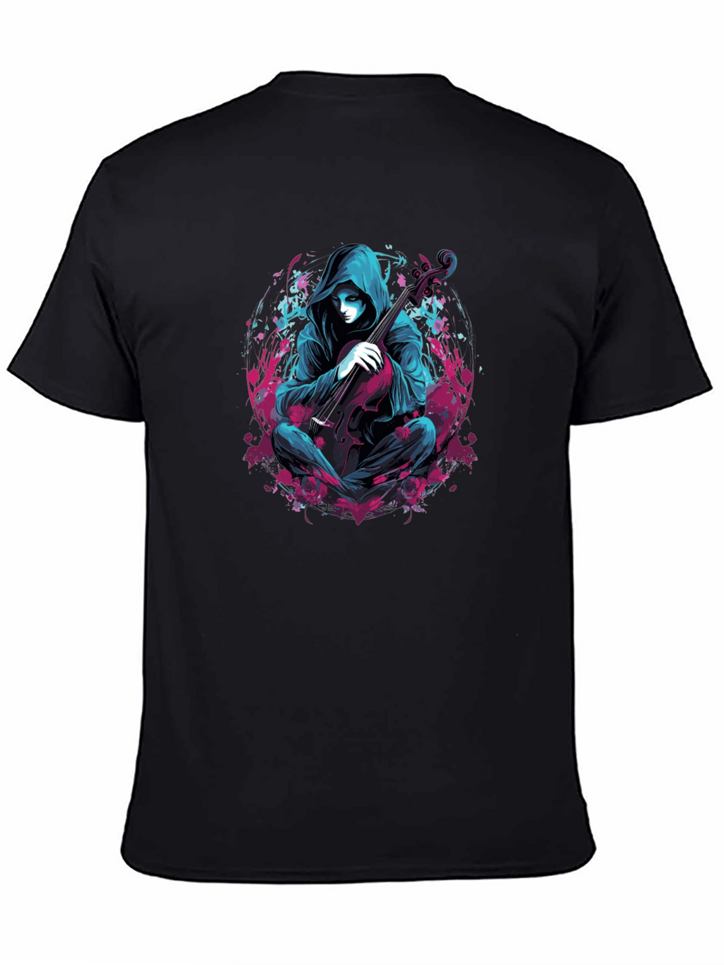Hooded Musician Graphic Tee - Darkwave Style