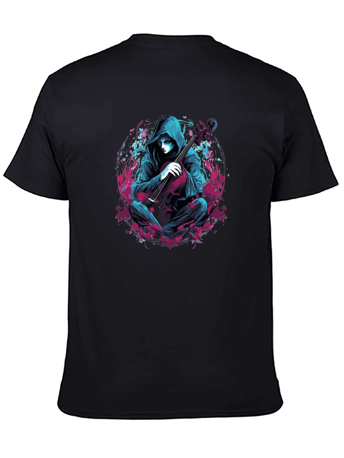 Hooded Musician Graphic Tee - Darkwave Style