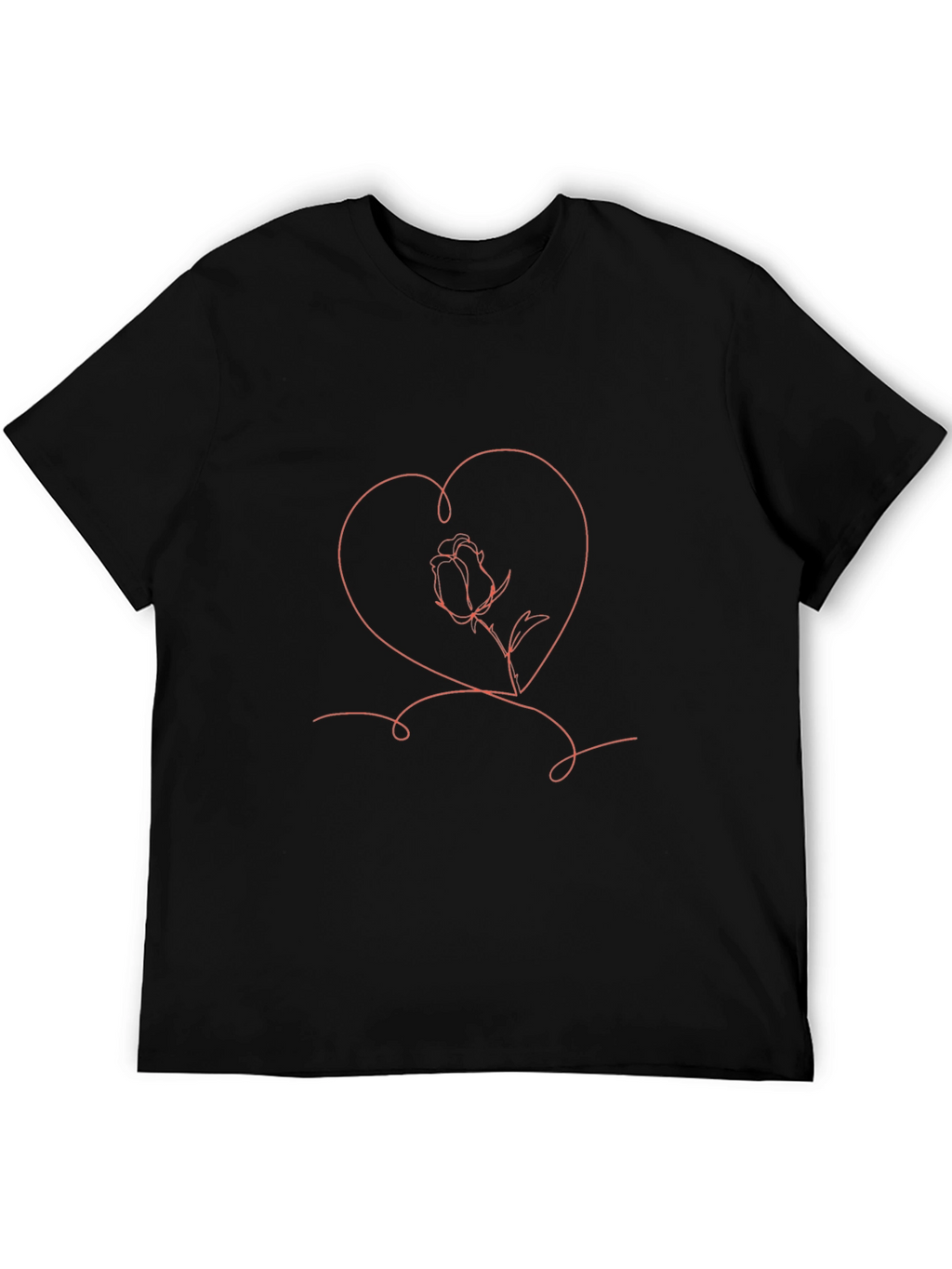 Heart & Rose Graphic Black T-Shirt