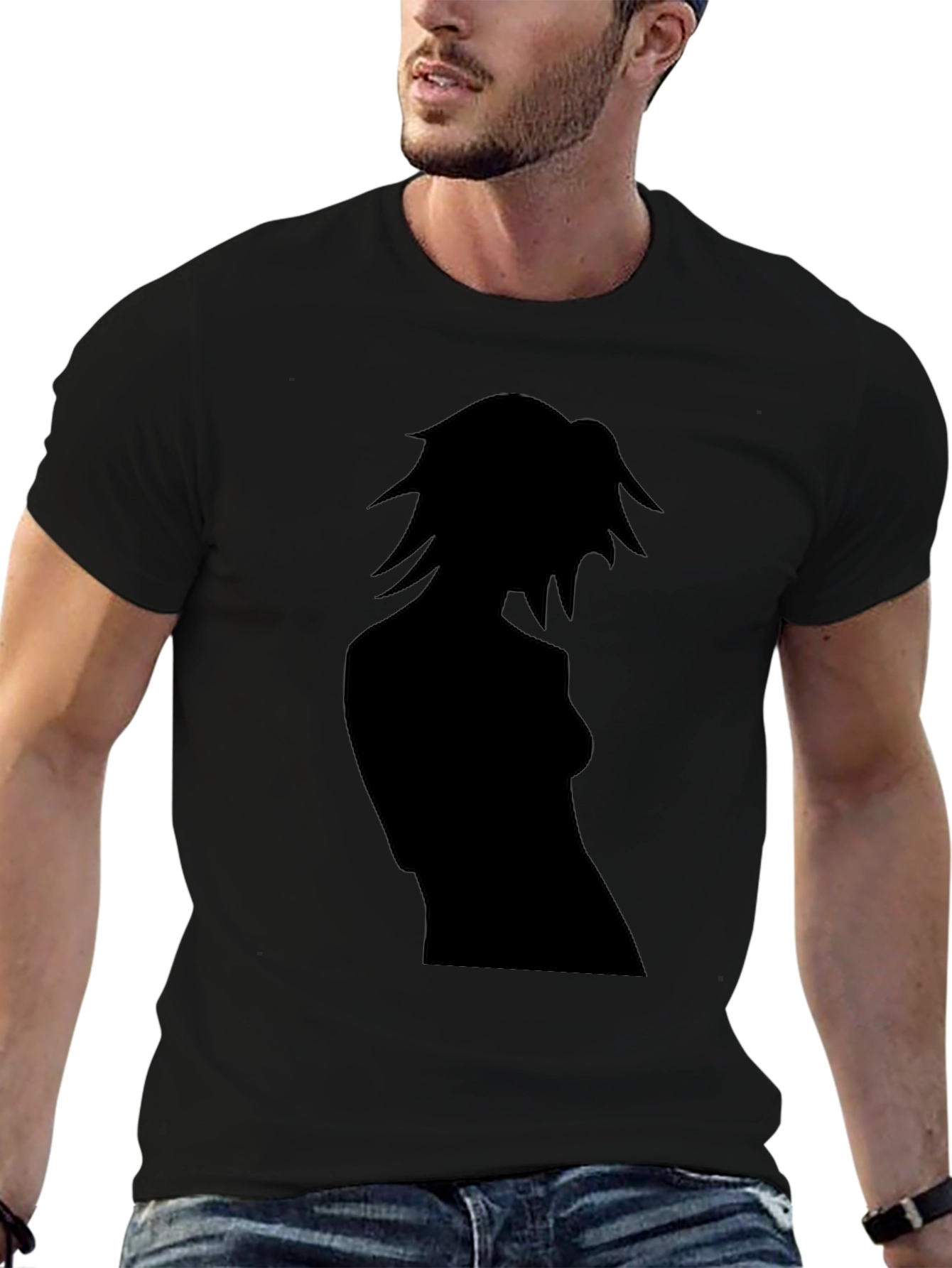 Silhouette Graphic Tee - Sleek Black Casual Shirt