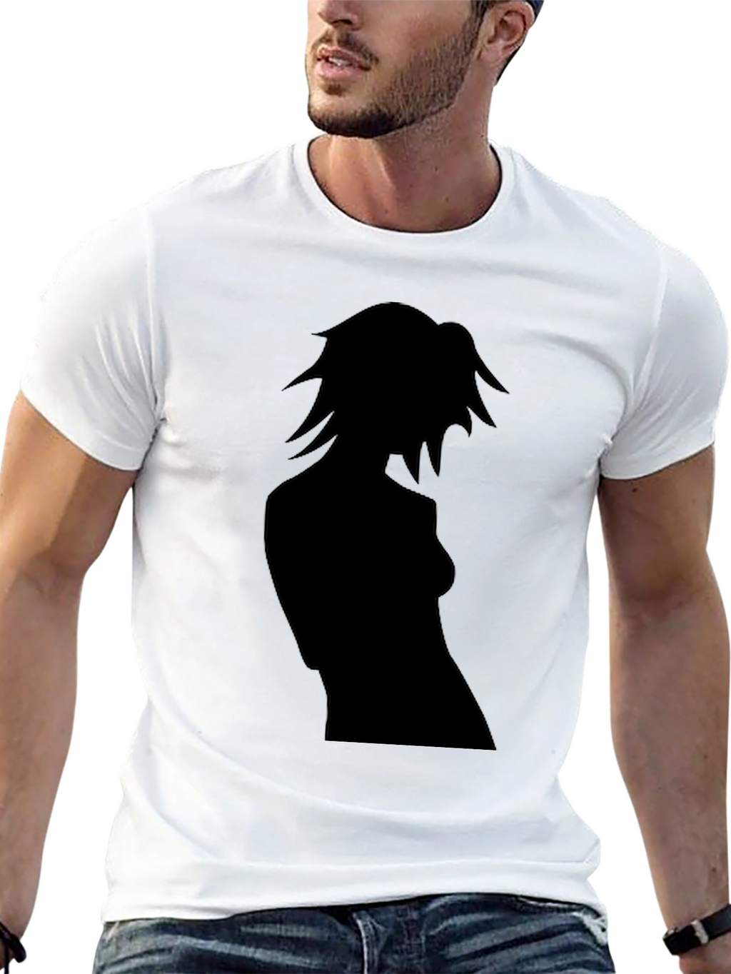 Silhouette Graphic Tee - Sleek Black Casual Shirt