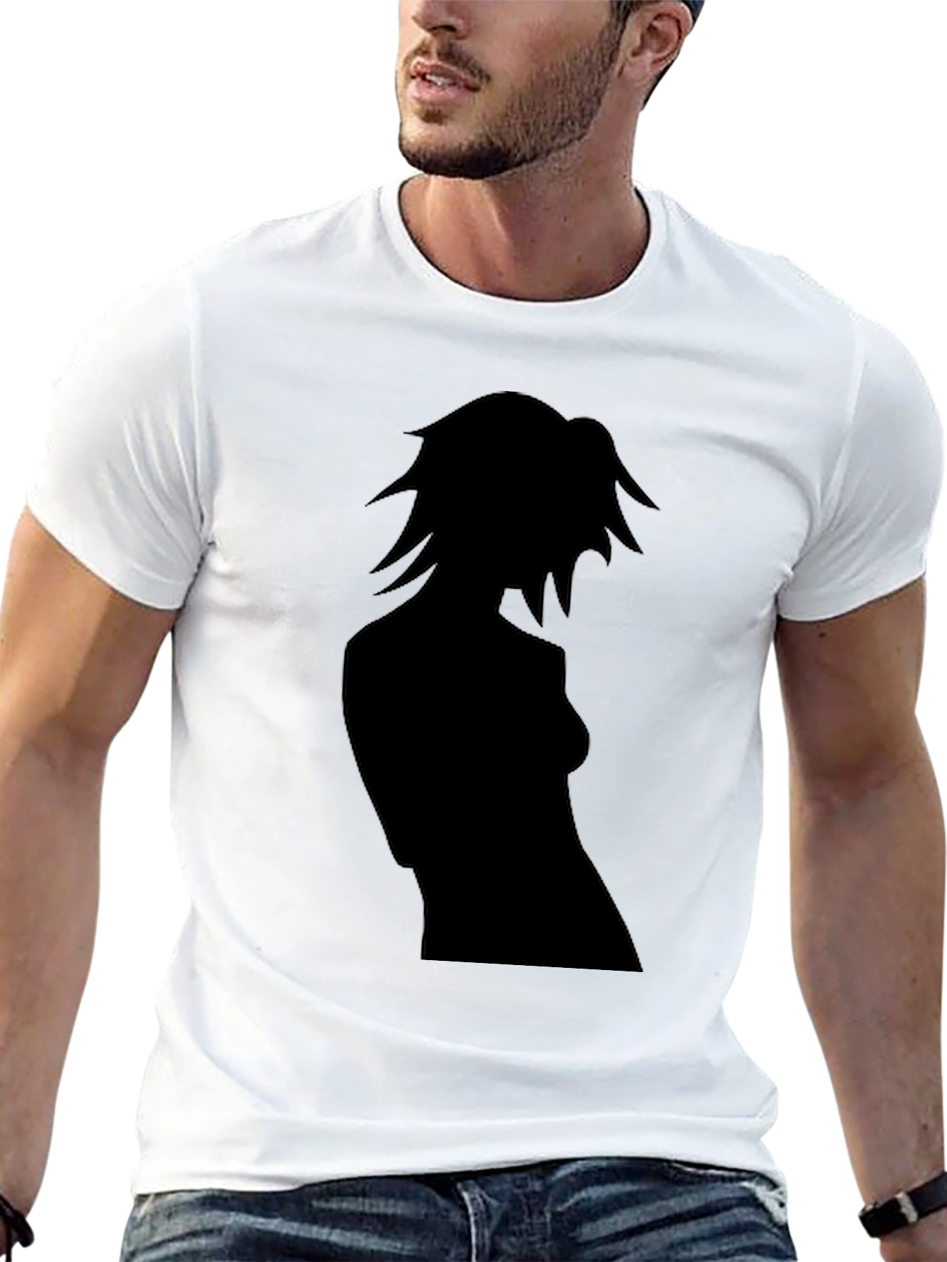 Silhouette Graphic Tee - Sleek Black Casual Shirt