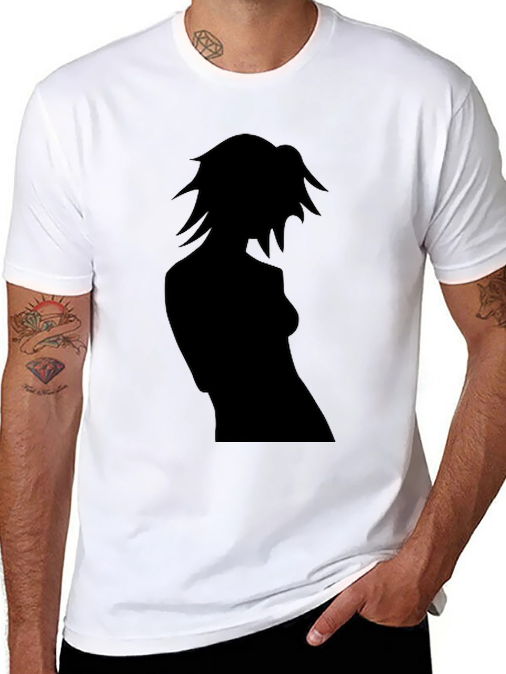 Silhouette Graphic Tee - Sleek Black Casual Shirt