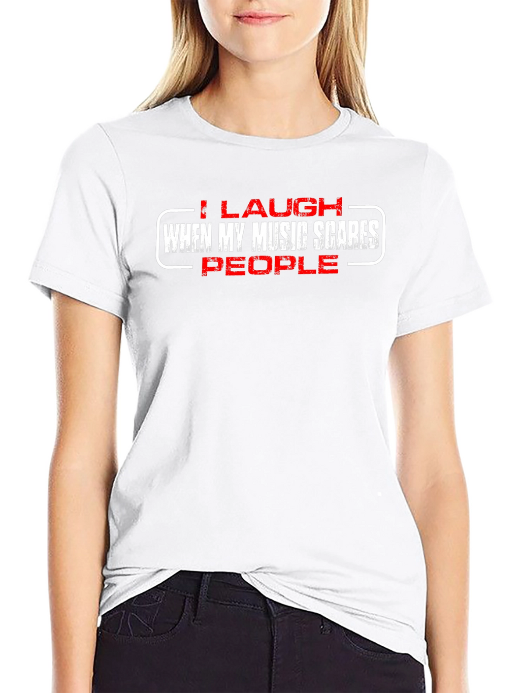 Laugh When Music Scares People Black Graphic Tee