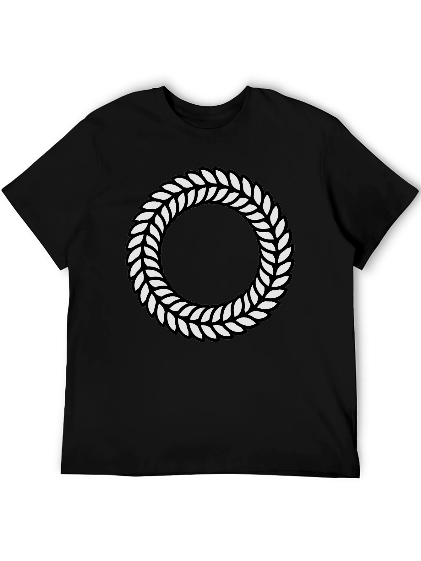Leaf Wreath Graphic Black T-Shirt