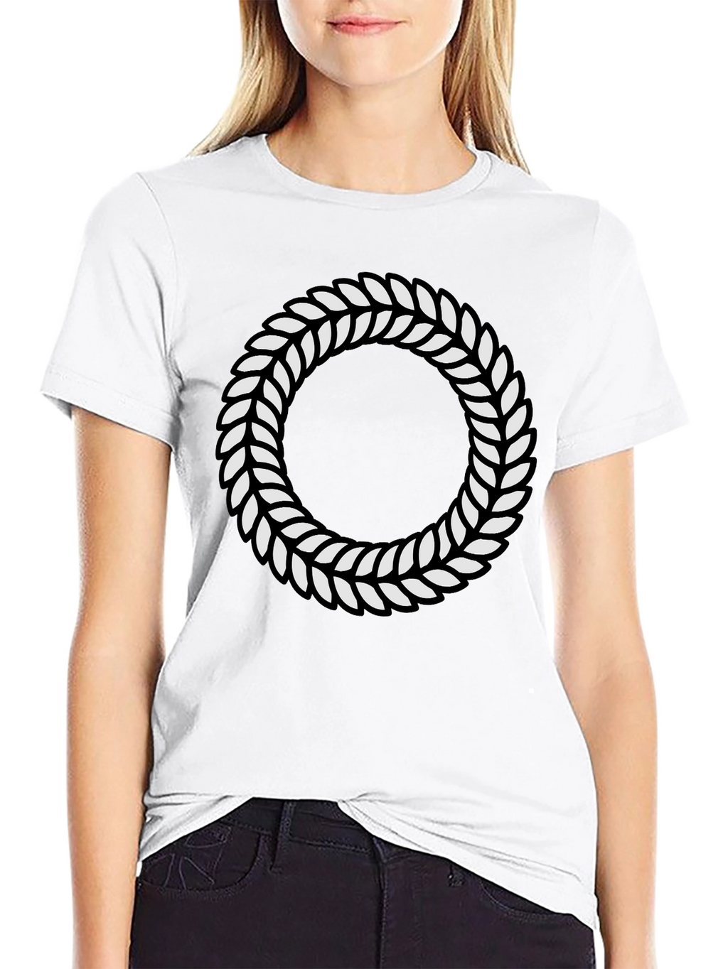 Leaf Wreath Graphic Black T-Shirt