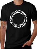 Leaf Wreath Graphic Black T-Shirt