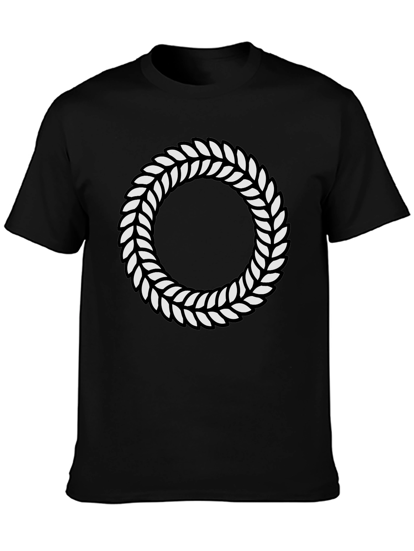 Leaf Wreath Graphic Black T-Shirt