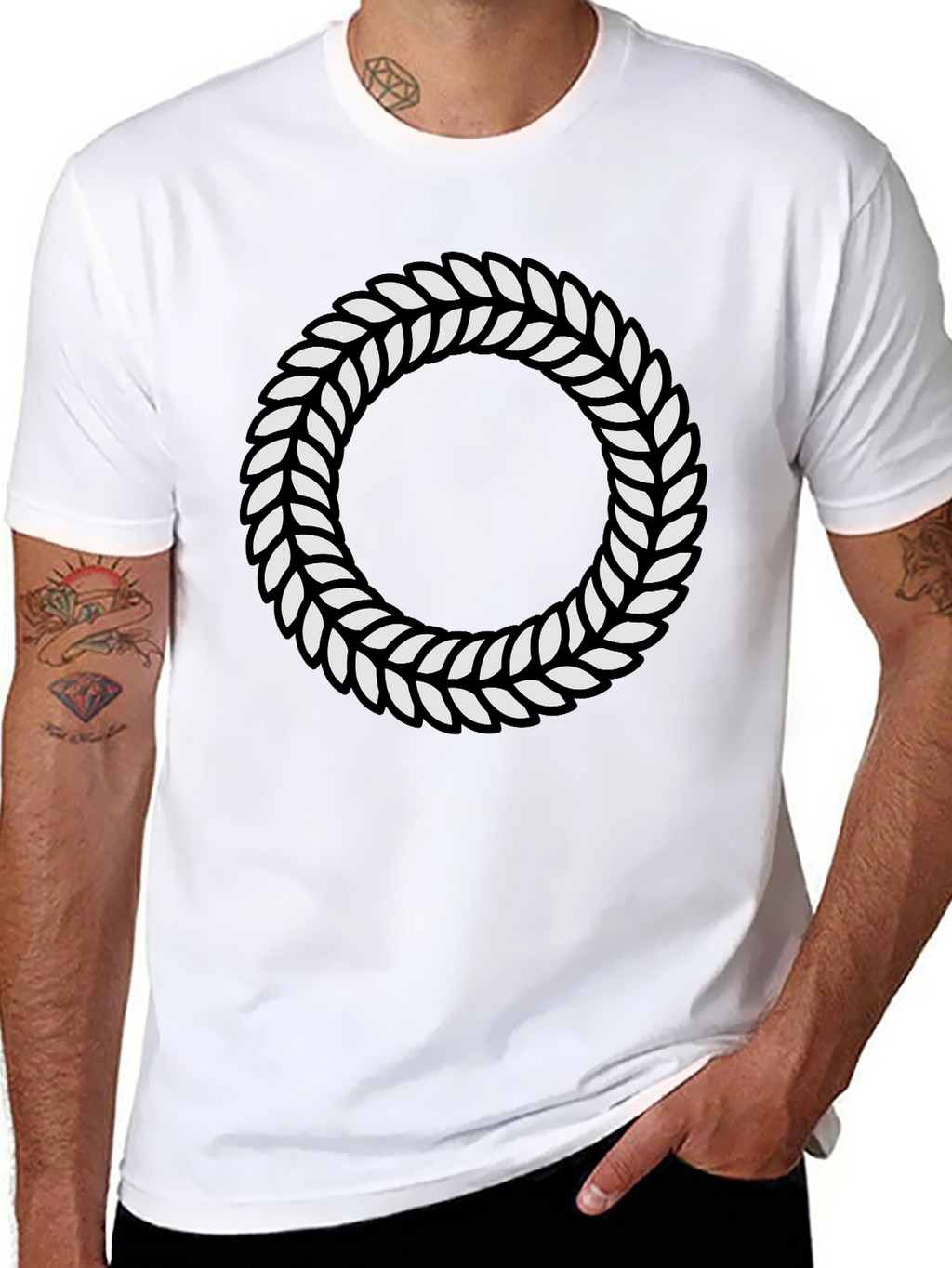Leaf Wreath Graphic Black T-Shirt