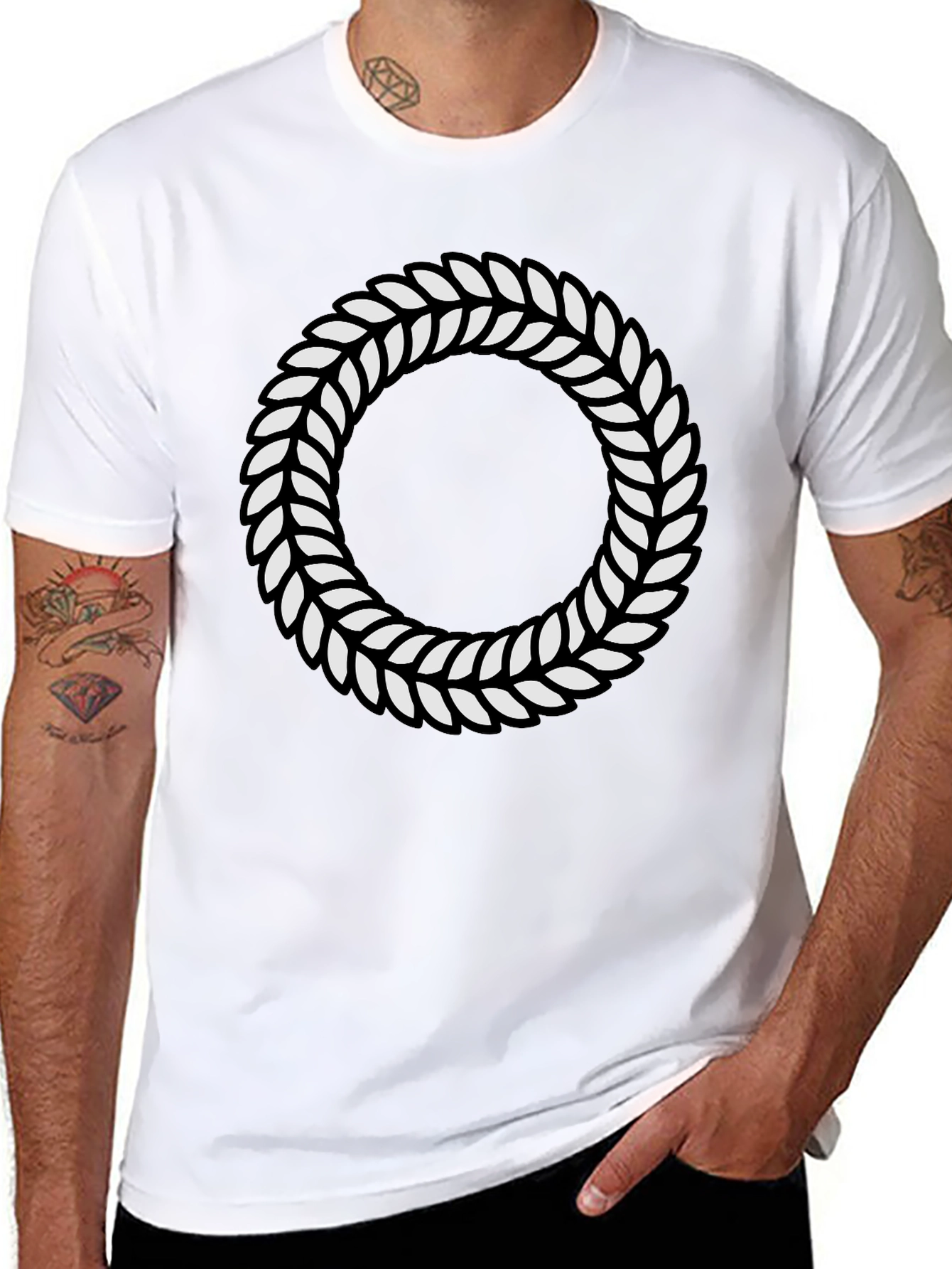 Leaf Wreath Graphic Black T-Shirt