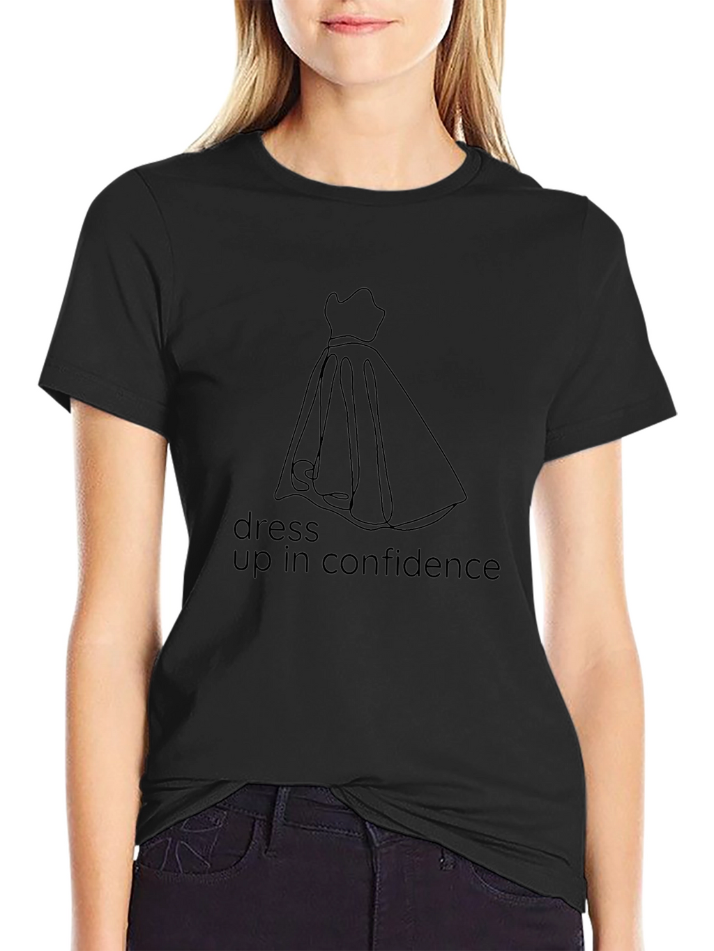 Dress Up in Confidence Black T-Shirt