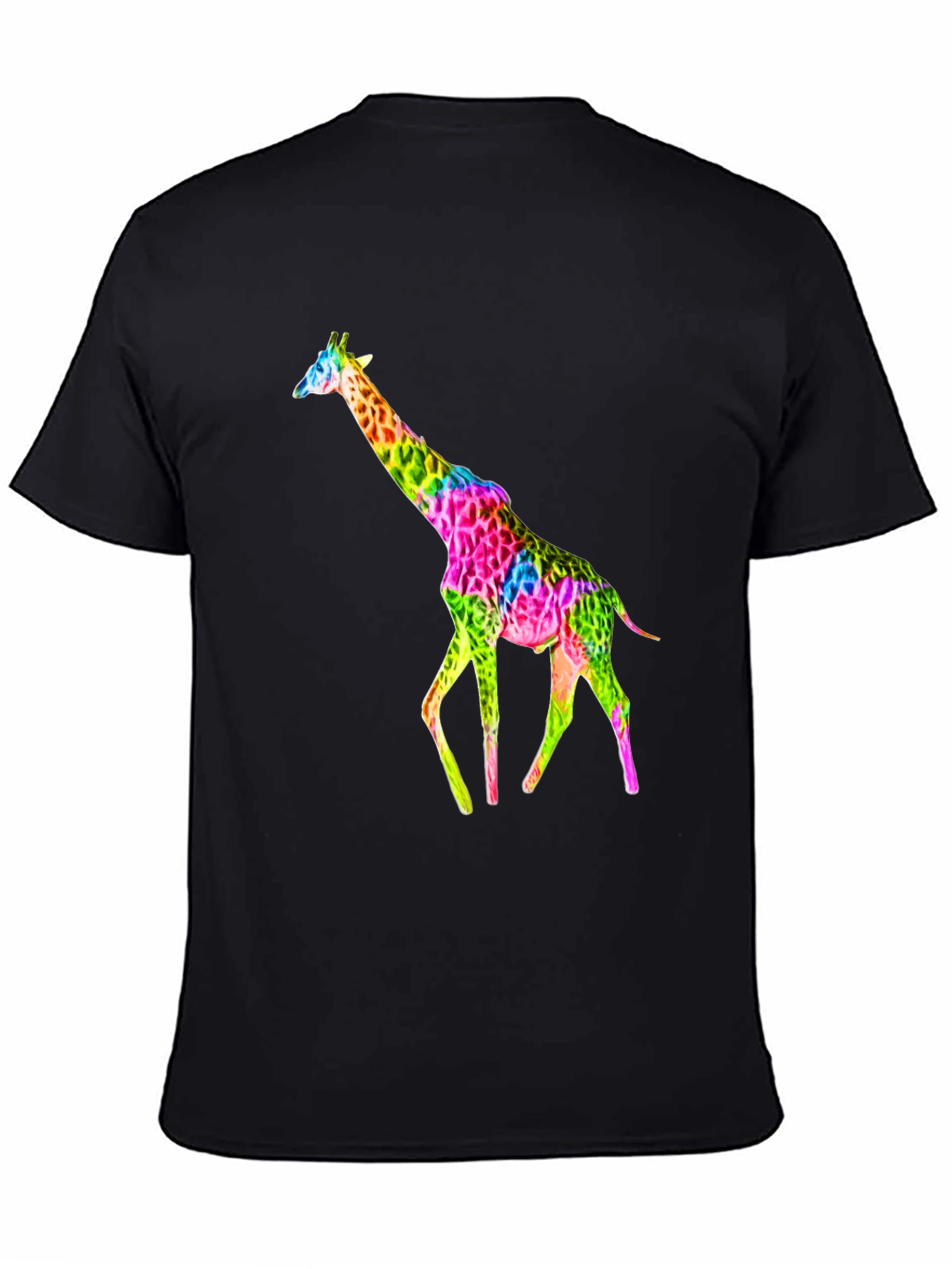 Vibrant Giraffe Graphic Tee - Unisex Black T-Shirt