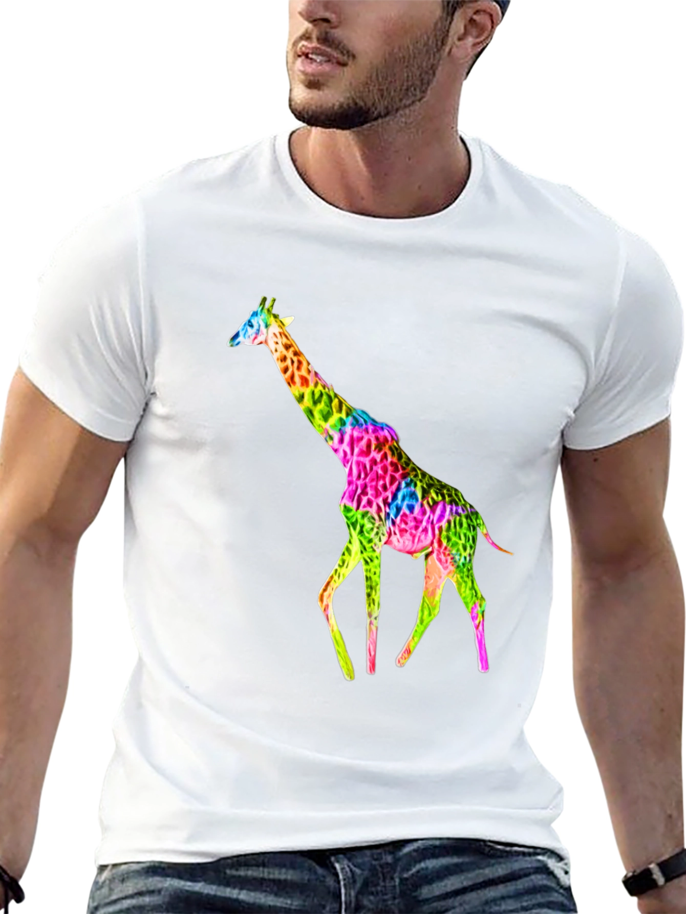 Vibrant Giraffe Graphic Tee - Unisex Black T-Shirt