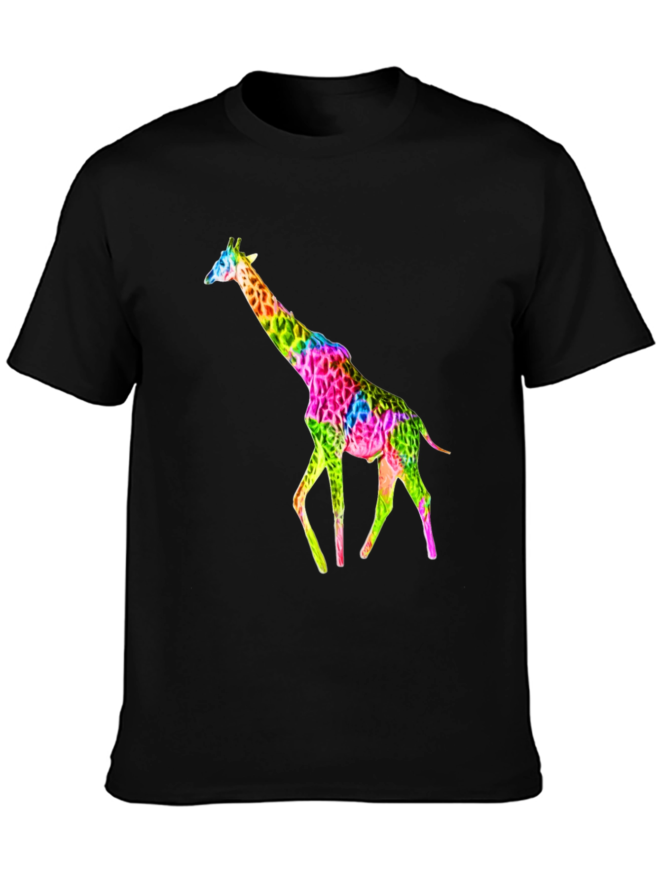 Vibrant Giraffe Graphic Tee - Unisex Black T-Shirt