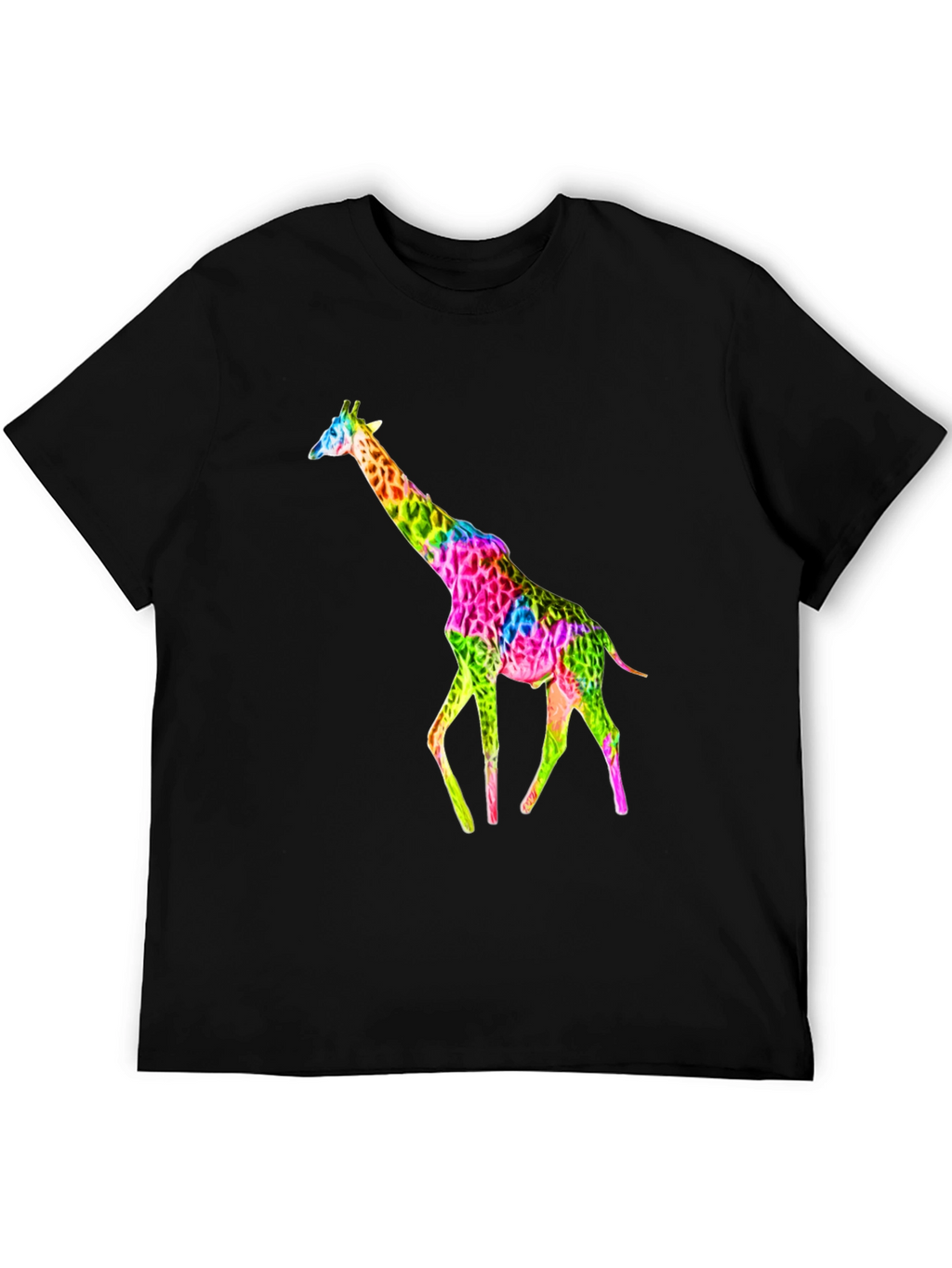 Vibrant Giraffe Graphic Tee - Unisex Black T-Shirt
