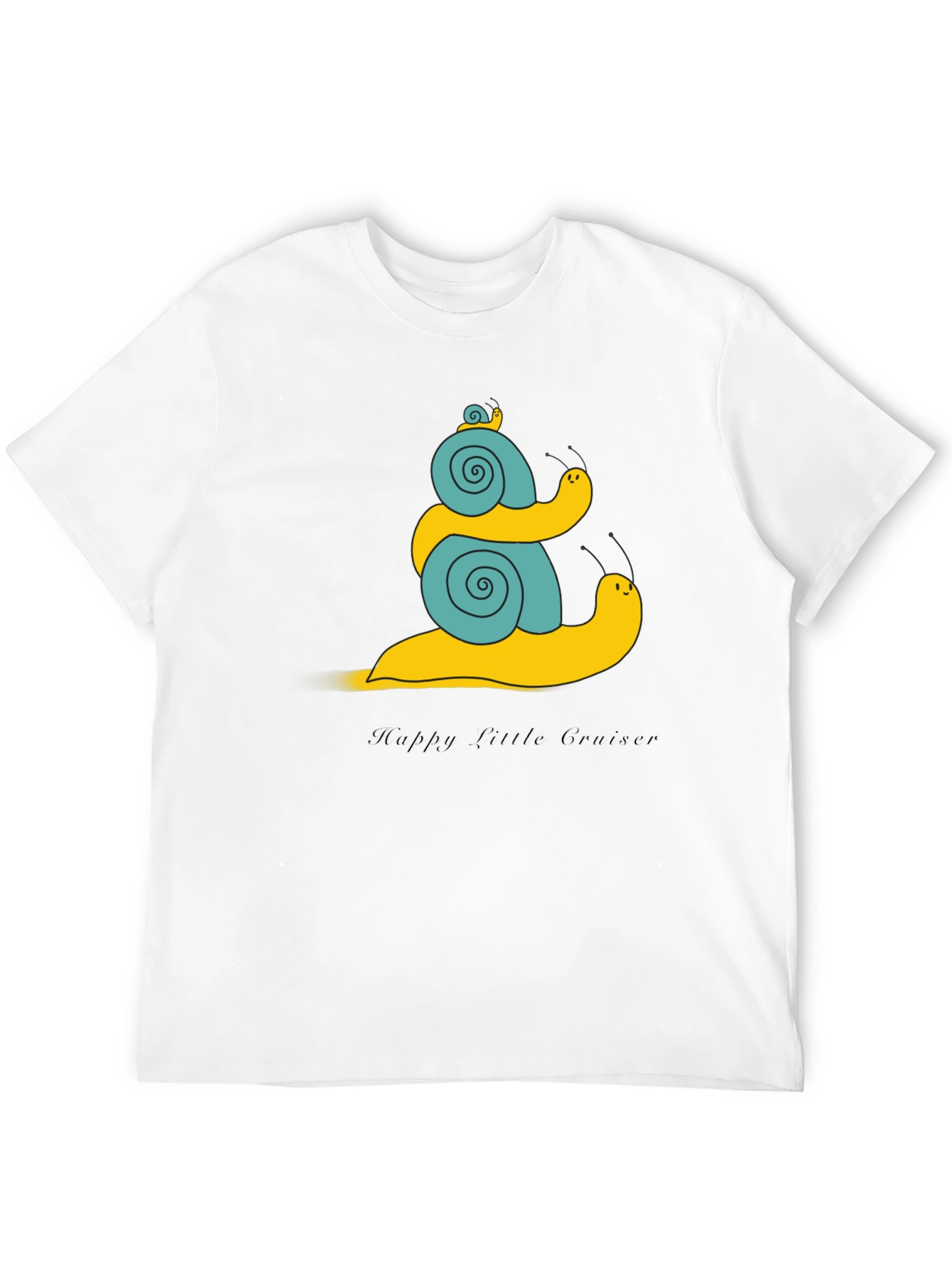 Snail Family Graphic Tee - Black Cotton T-Shirt