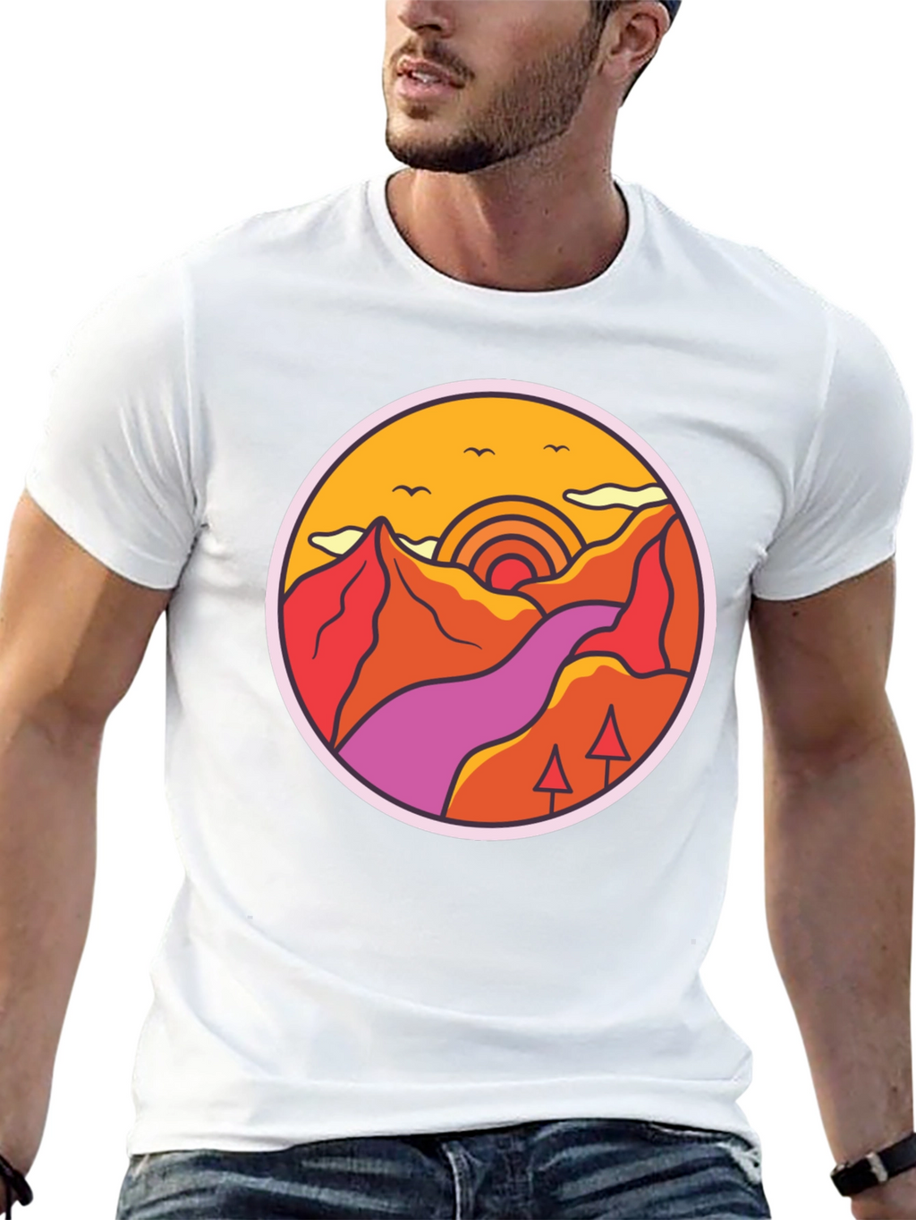 Retro Mountainscape Graphic Tee