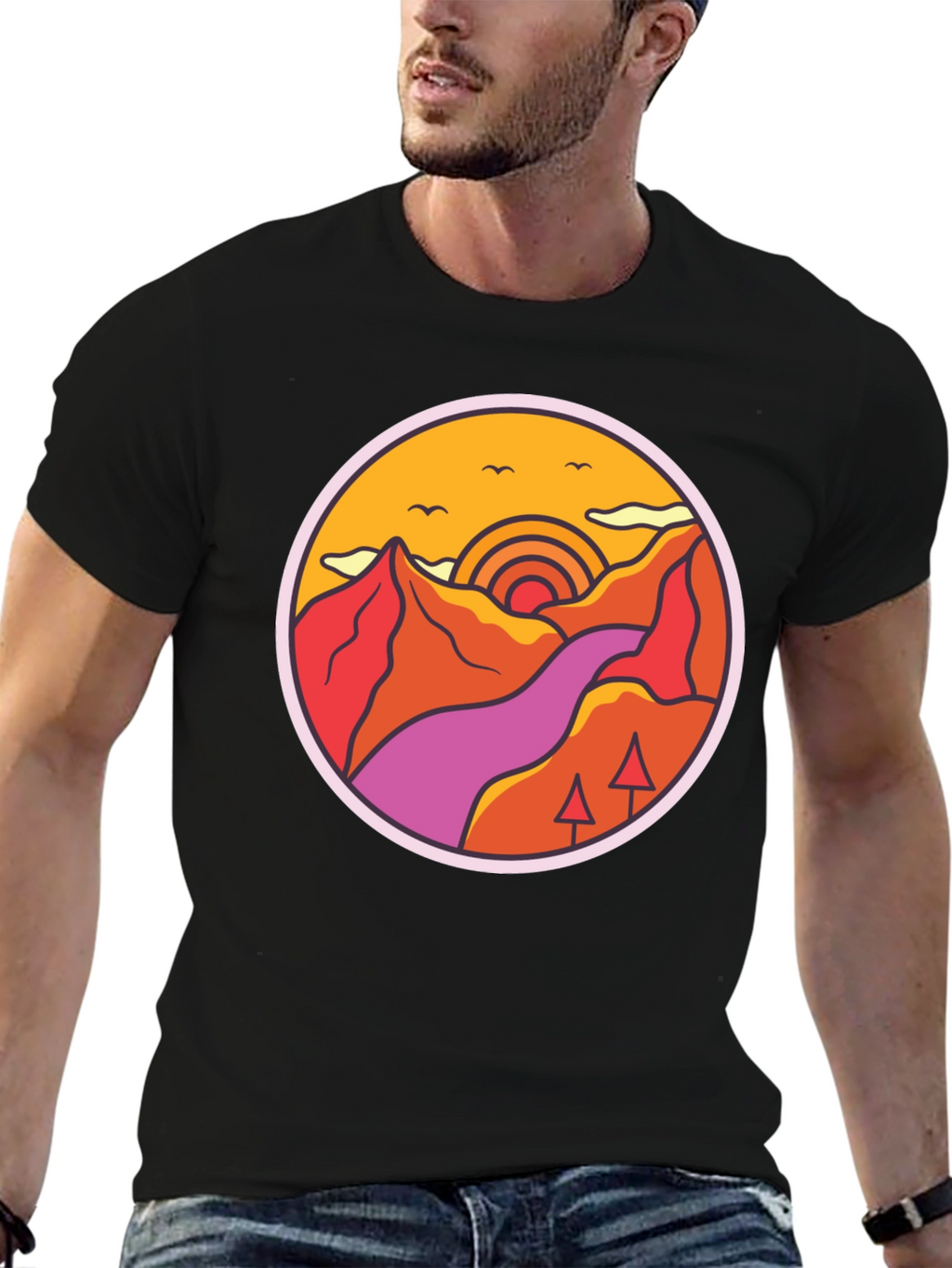 Retro Mountainscape Graphic Tee