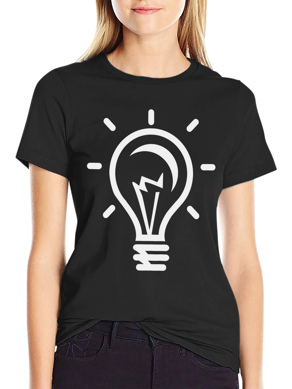 Idea Bulb Graphic Tee - Black Cotton T-Shirt