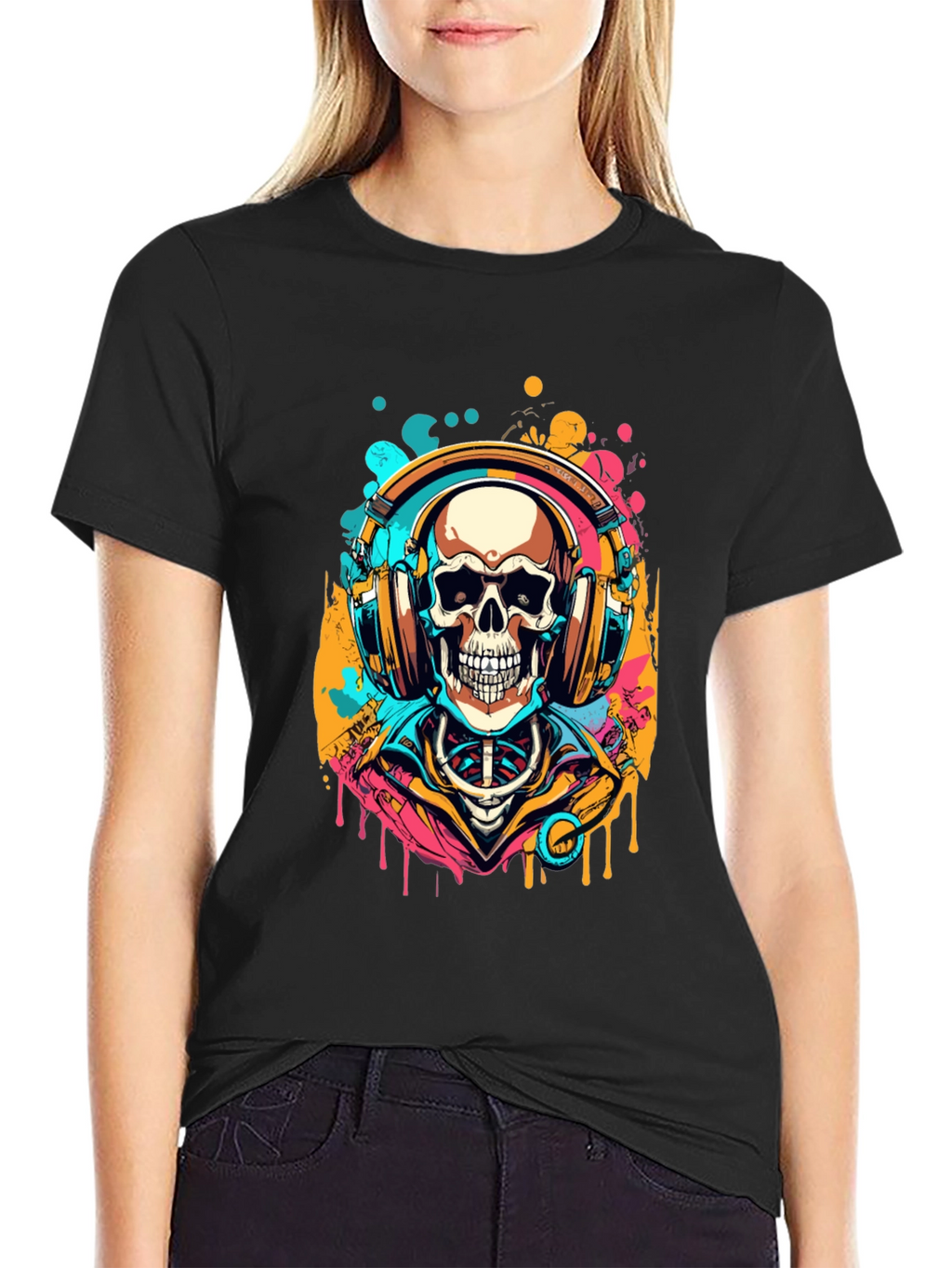 Skull Headphones Graphic Tee - Music Lover Shirt