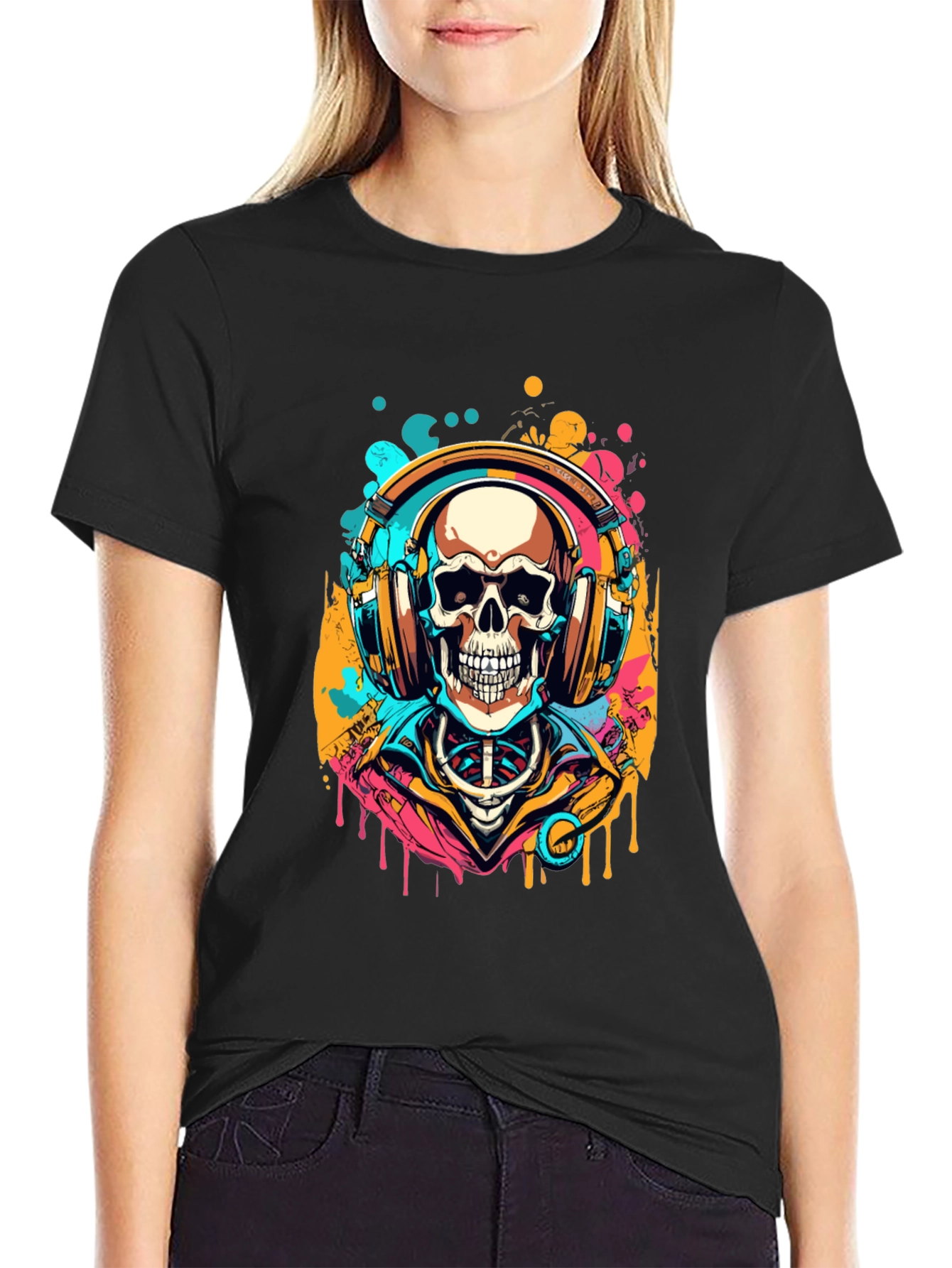 Skull Headphones Graphic Tee - Music Lover Shirt