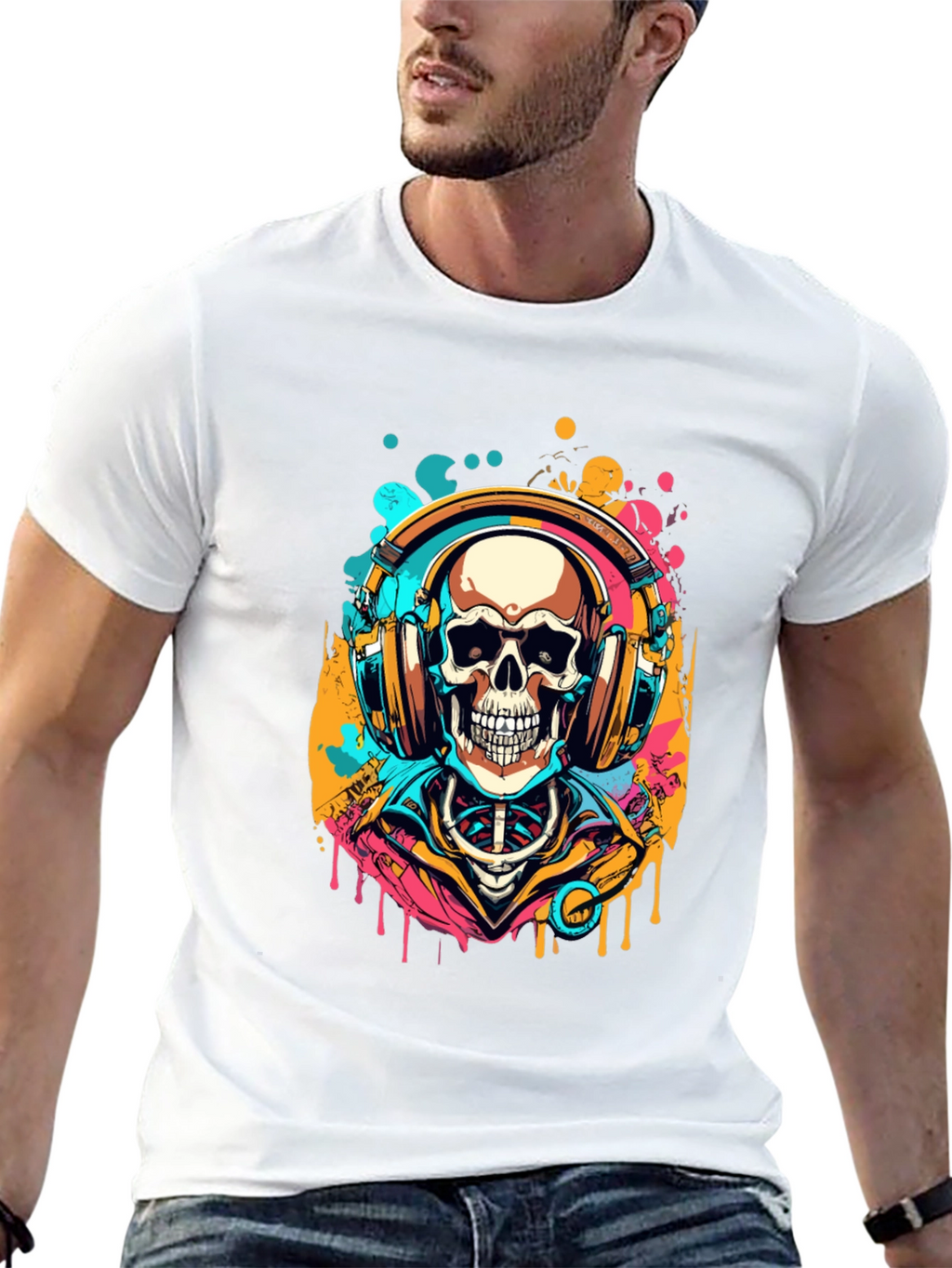 Skull Headphones Graphic Tee - Music Lover Shirt