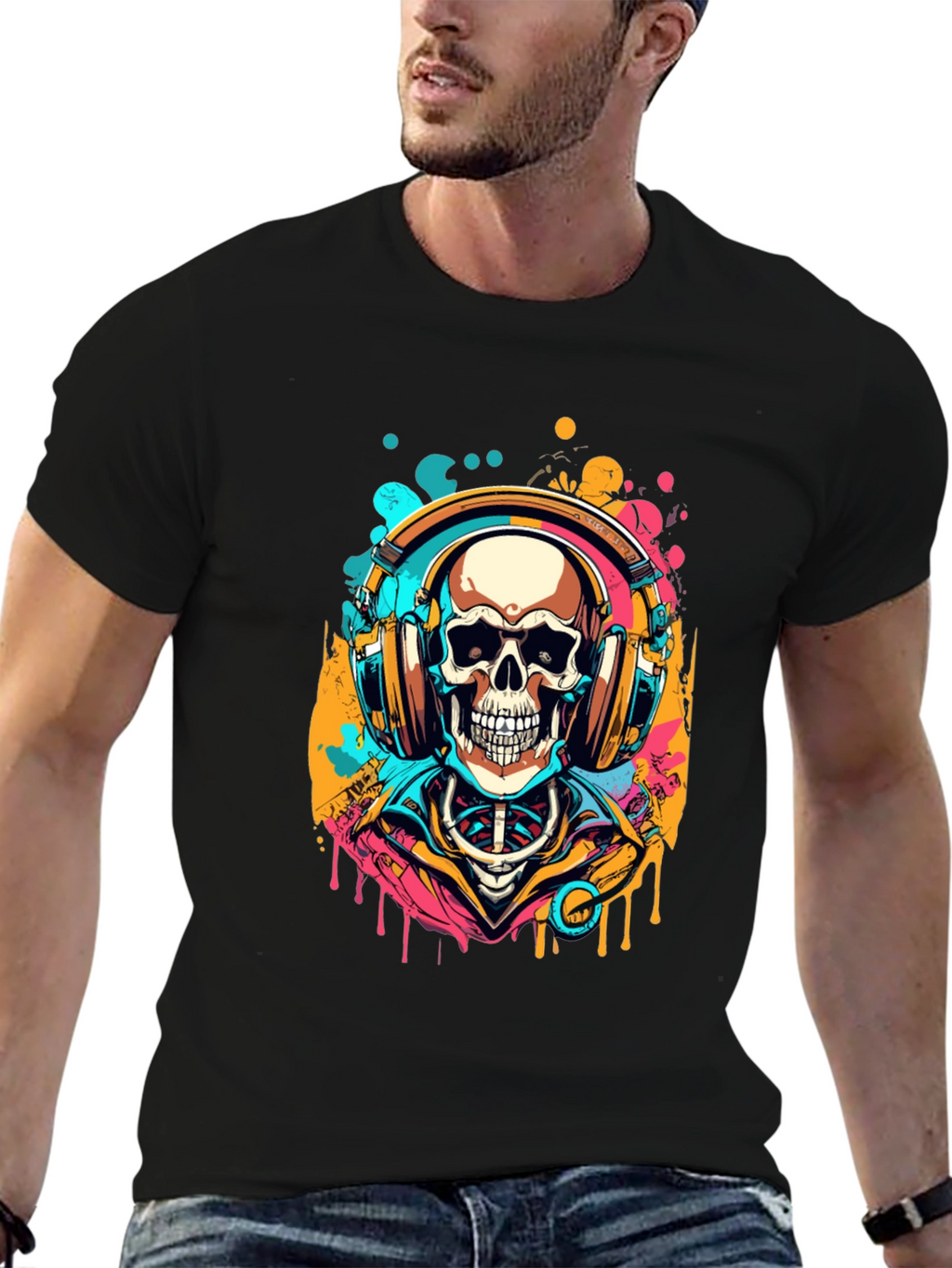 Skull Headphones Graphic Tee - Music Lover Shirt
