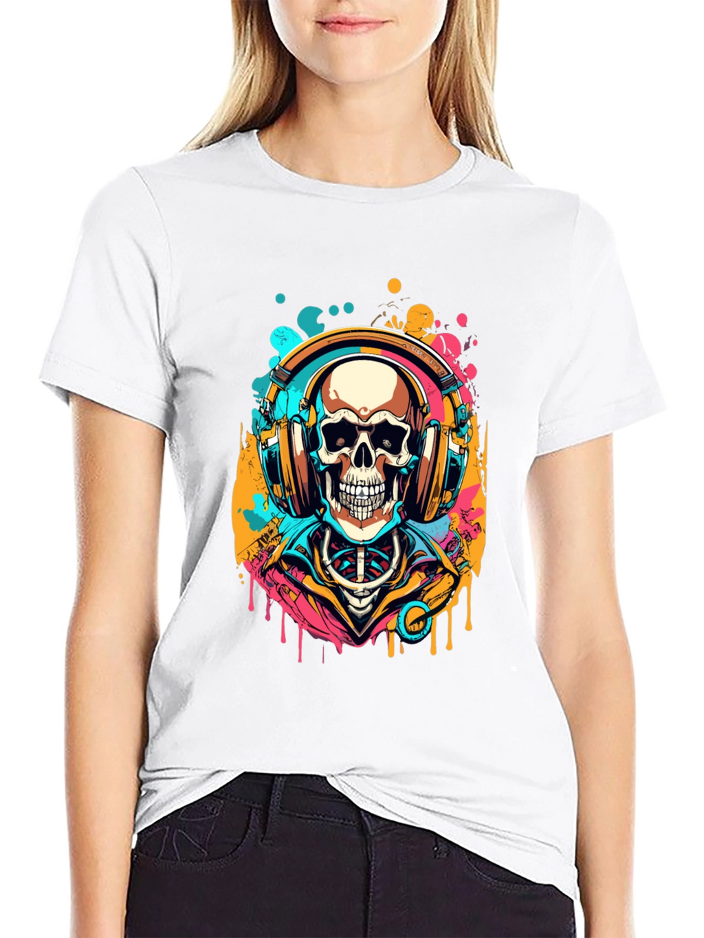Skull Headphones Graphic Tee - Music Lover Shirt