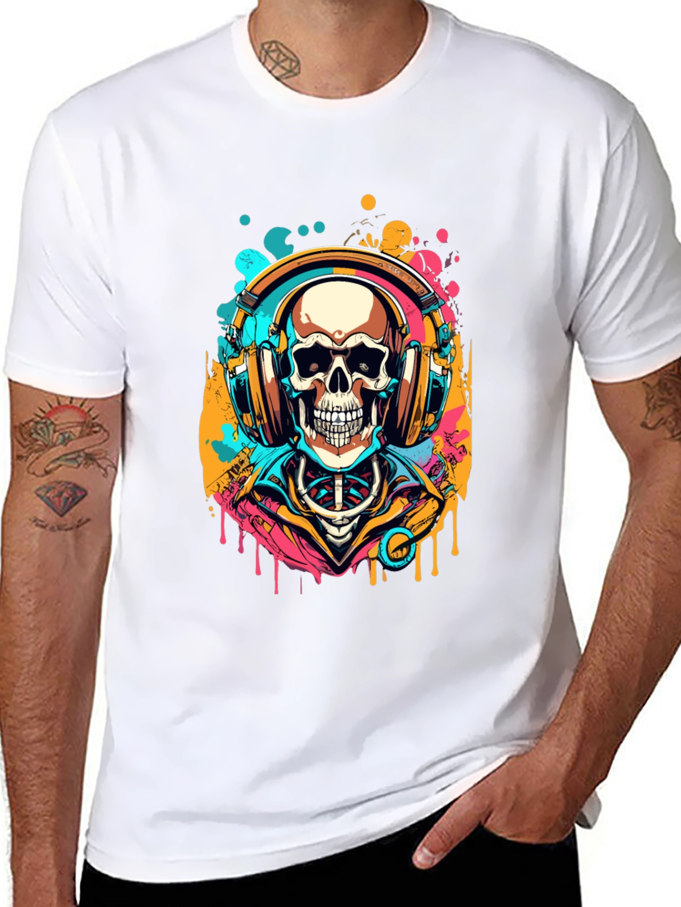 Skull Headphones Graphic Tee - Music Lover Shirt