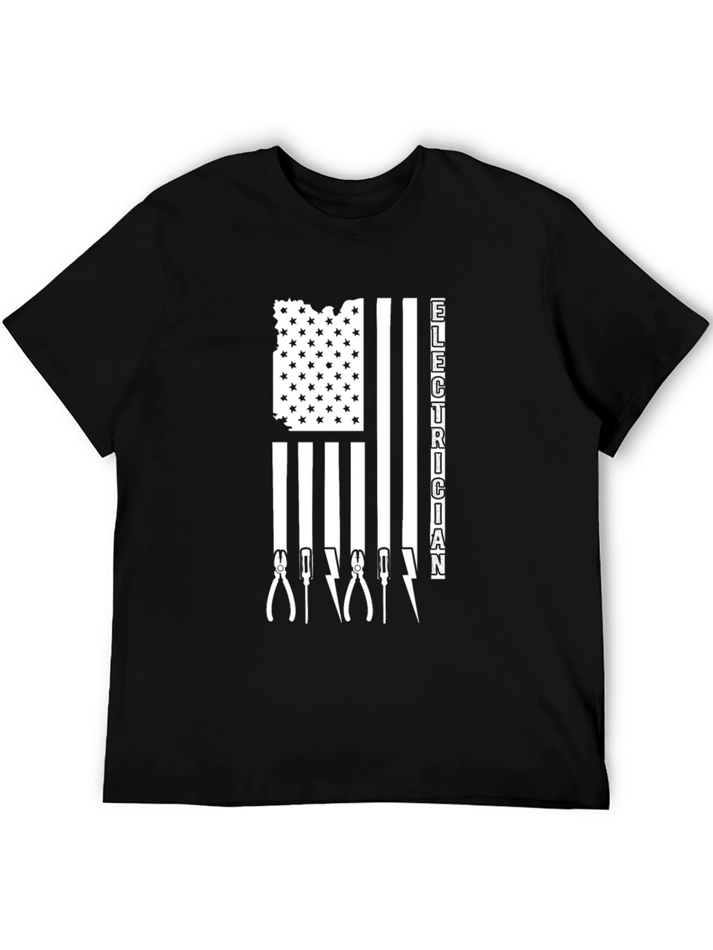 Electrician American Flag Graphic T-Shirt