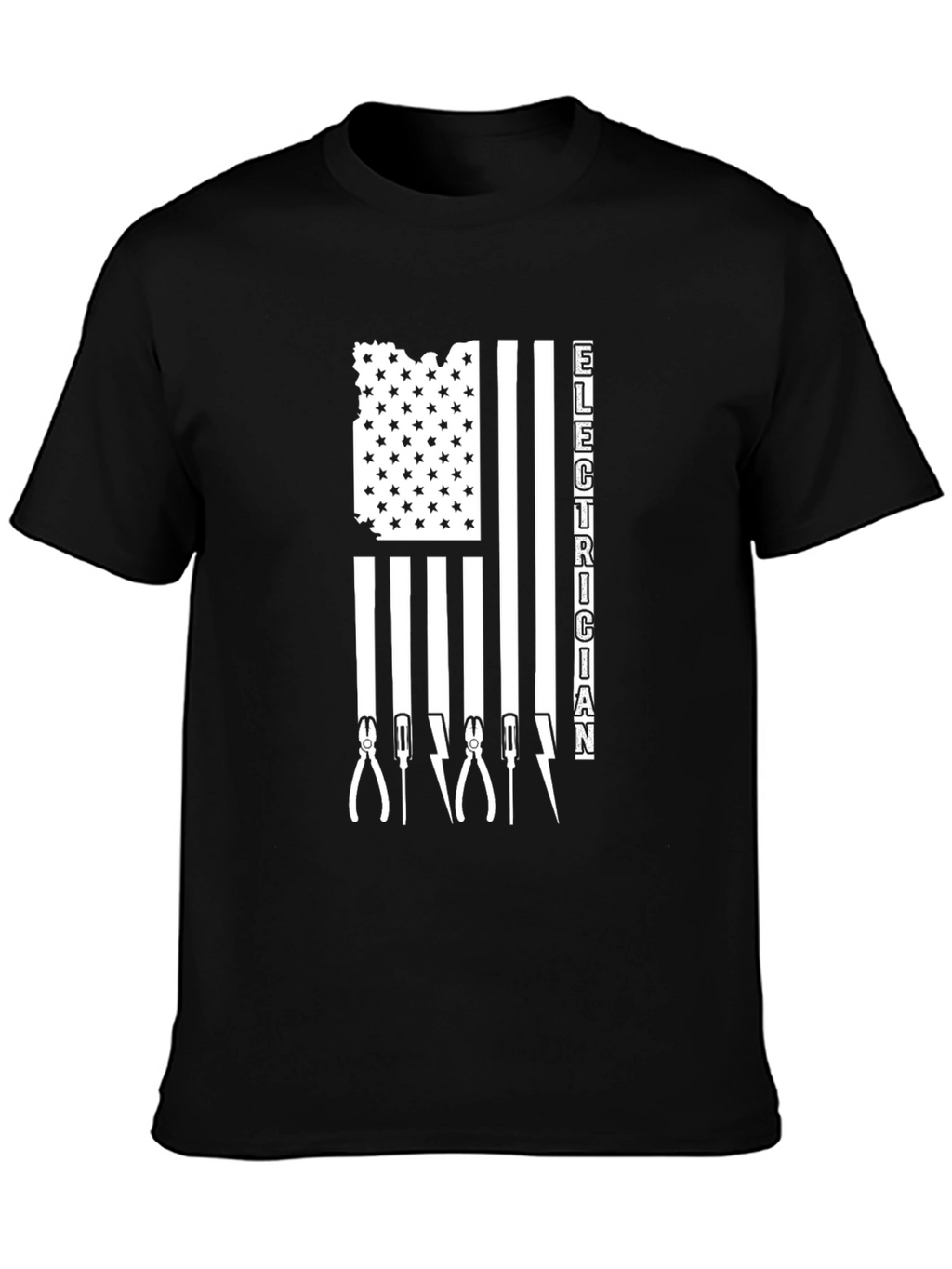 Electrician American Flag Graphic T-Shirt