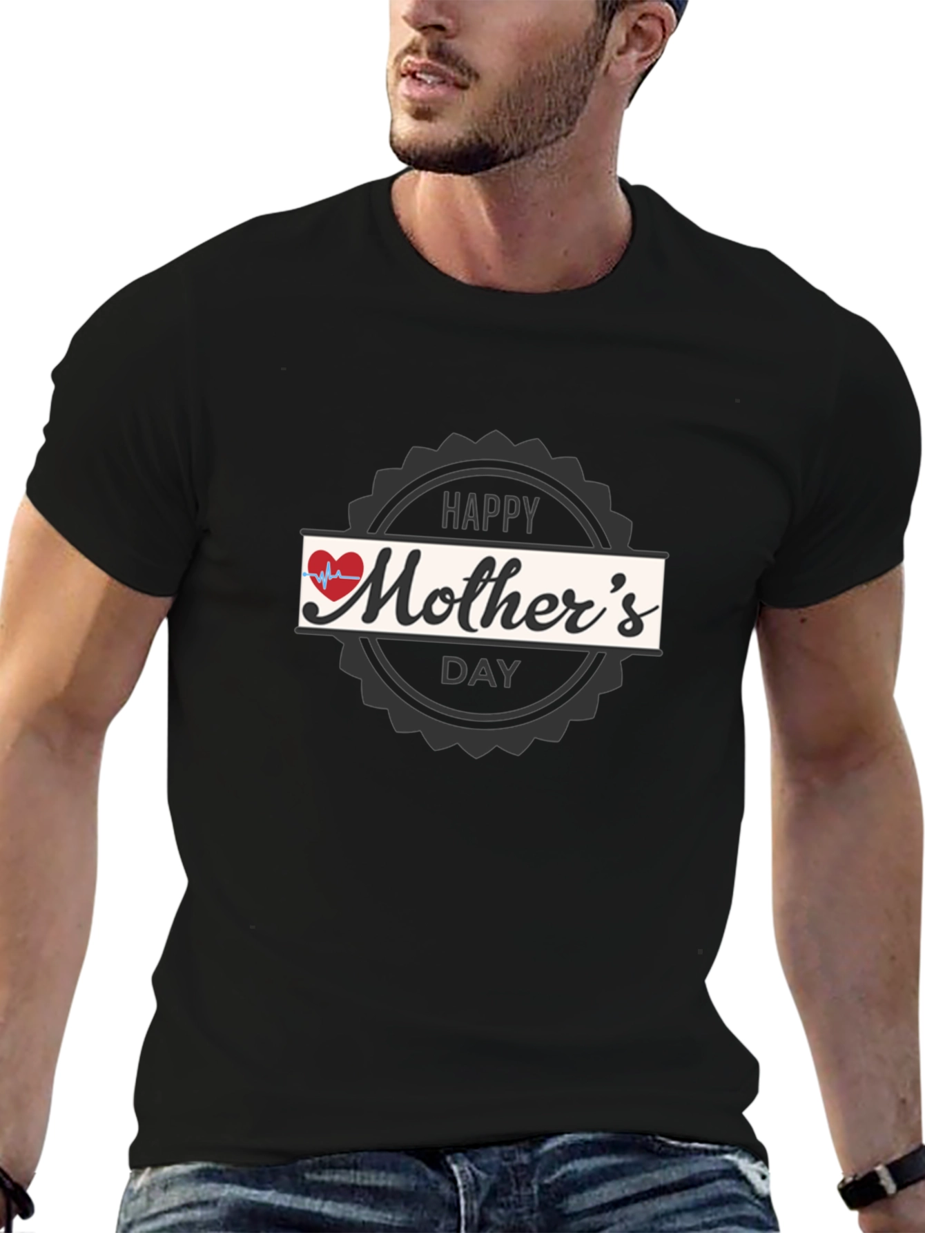 Happy Mothers Day Graphic Tee - Black