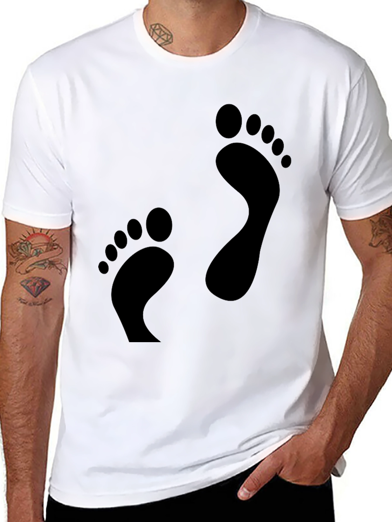 Footprint Black T-Shirt - Fun Casual Tee