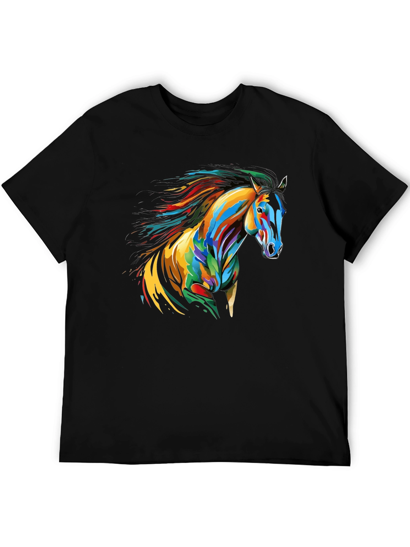 Colorful Horse Graphic Tee - Mens Black T-Shirt
