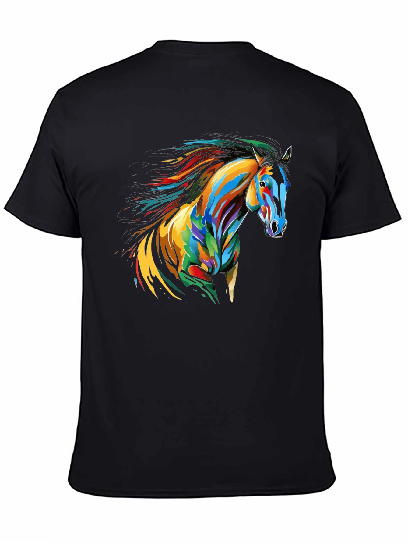 Colorful Horse Graphic Tee - Mens Black T-Shirt
