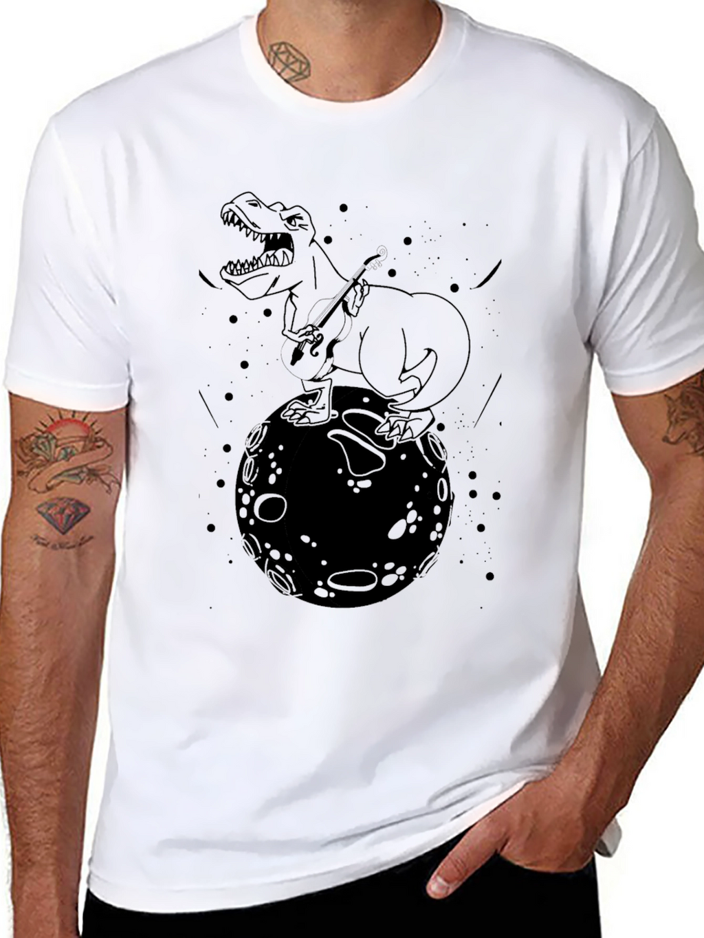 Dino Moon T-Shirt - Black Graphic Tee