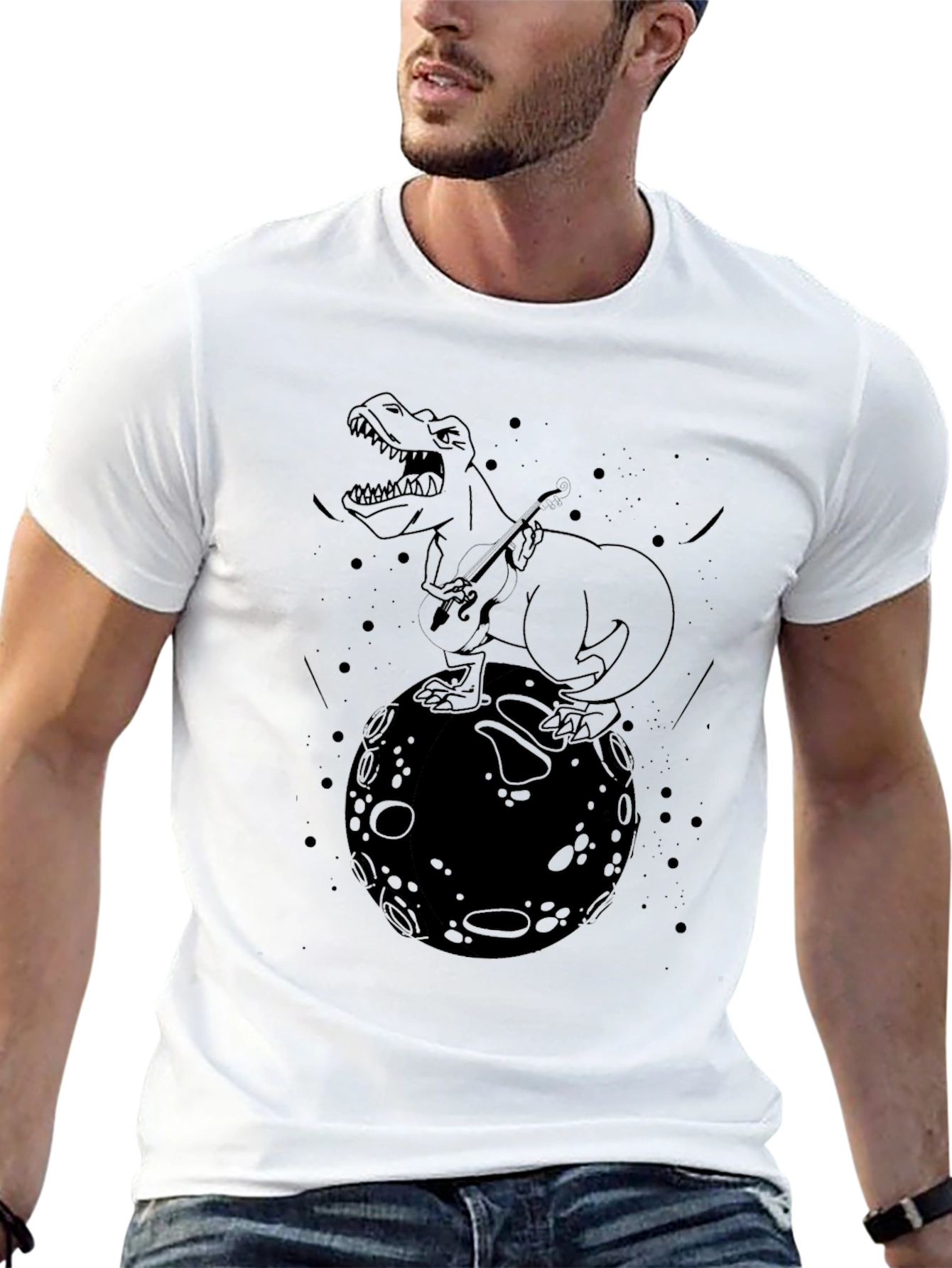 Dino Moon T-Shirt - Black Graphic Tee