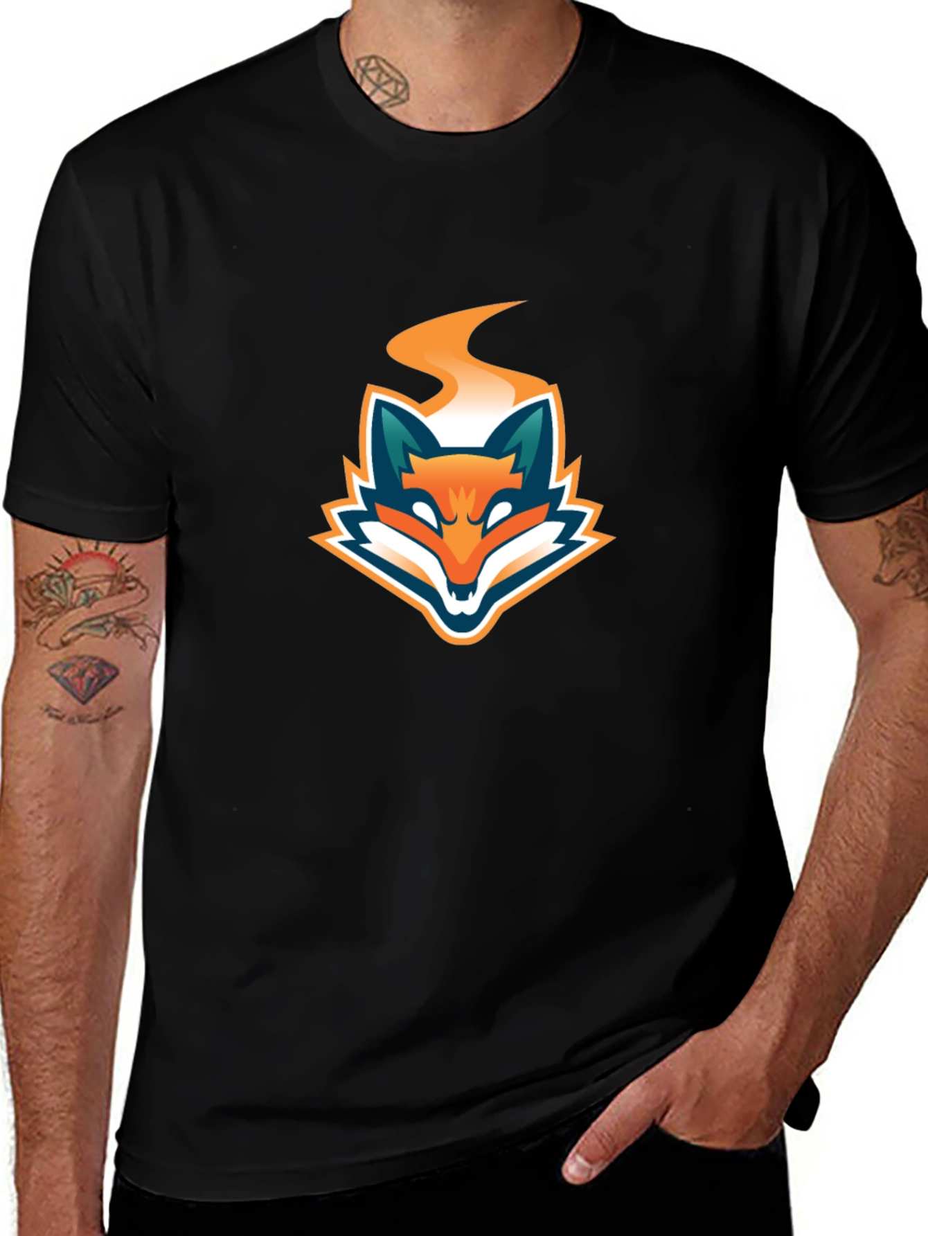 Black T-Shirt with Fiery Fox Logo