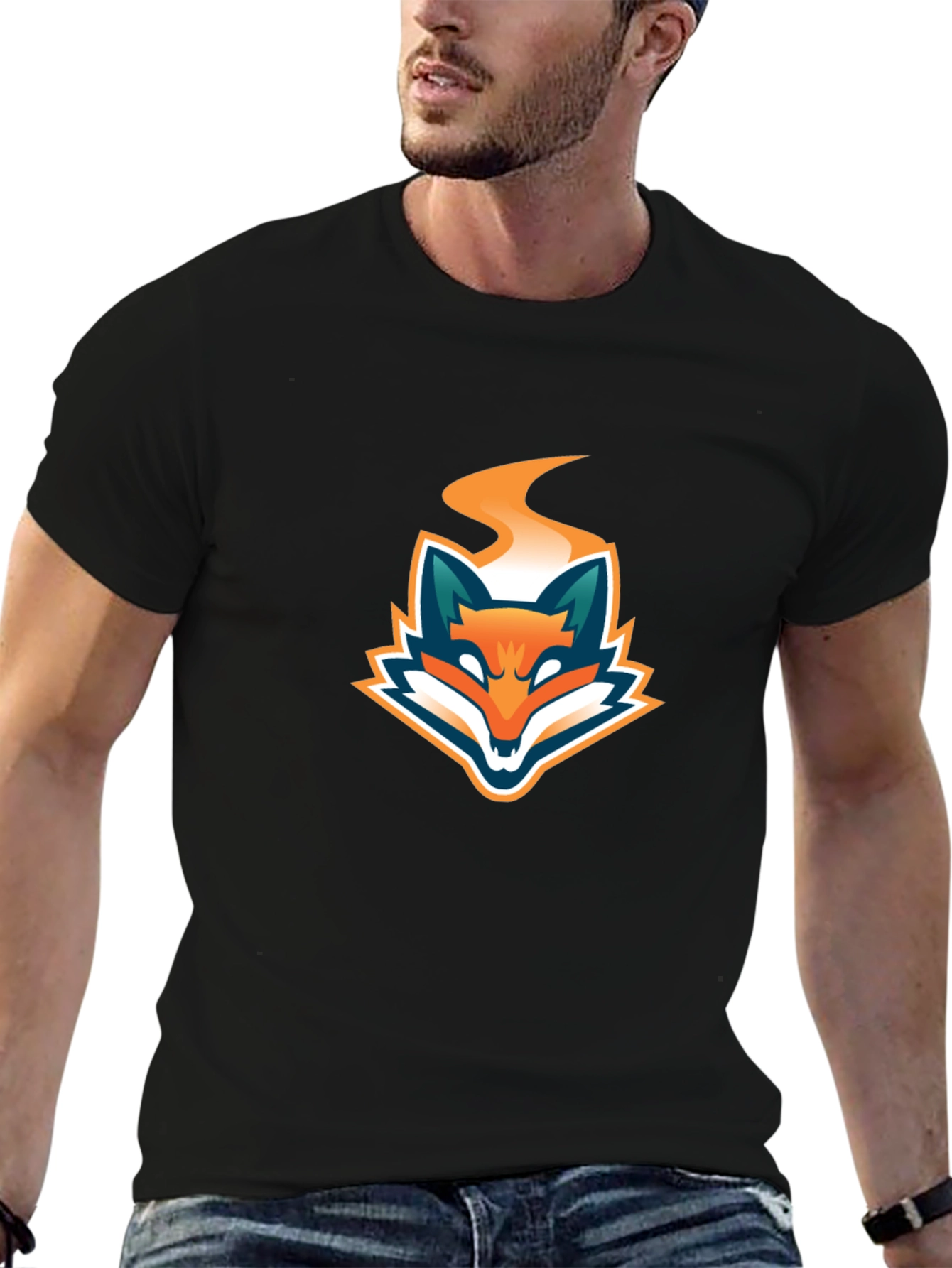 Black T-Shirt with Fiery Fox Logo