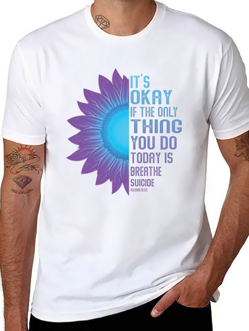Its Okay Breathe Suicide Awareness Black T-Shirt