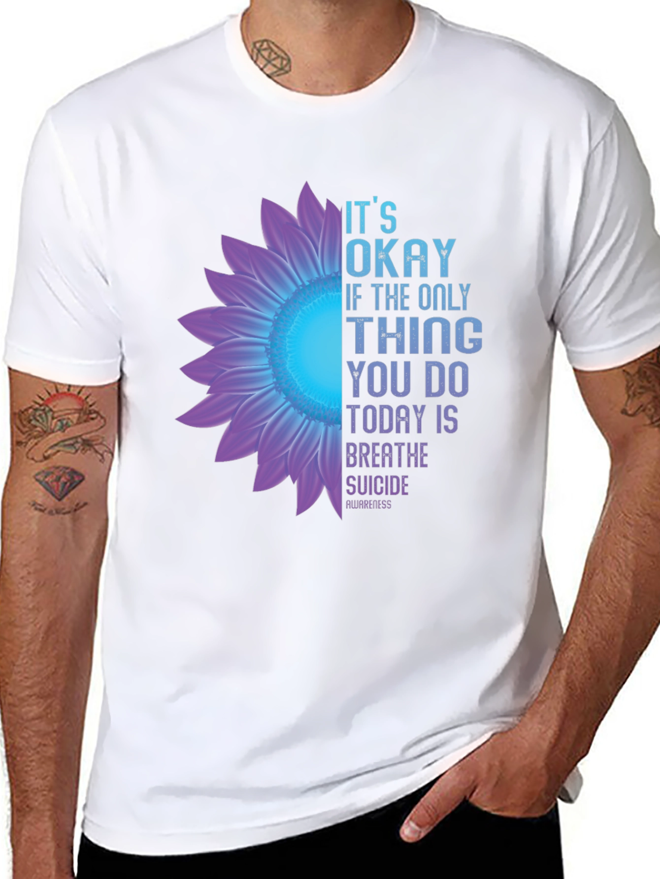 Its Okay Breathe Suicide Awareness Black T-Shirt