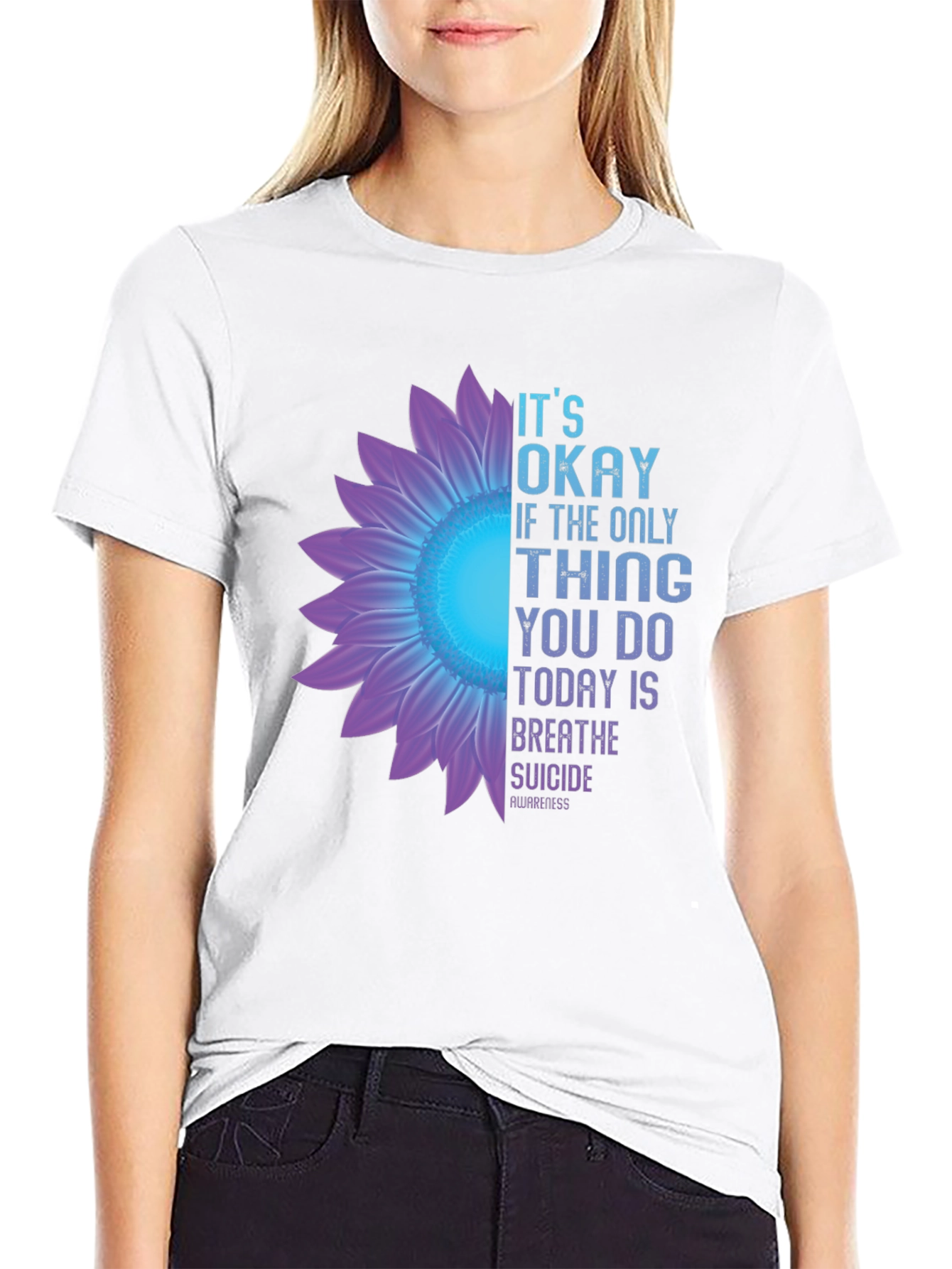 Its Okay Breathe Suicide Awareness Black T-Shirt