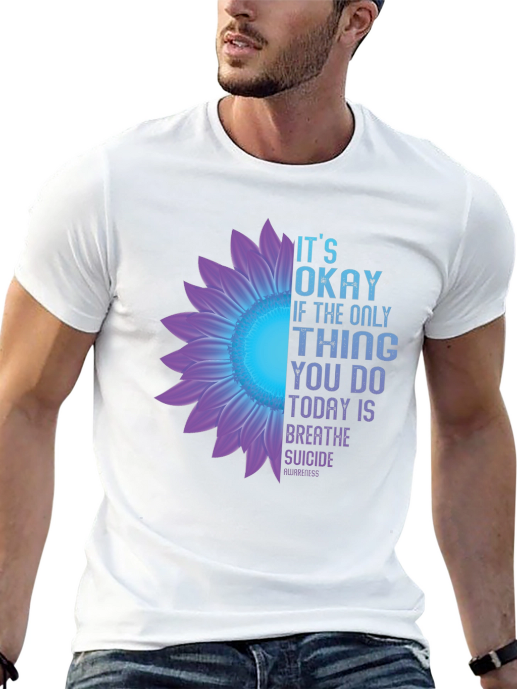 Its Okay Breathe Suicide Awareness Black T-Shirt