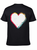 Abstract Heart Graphic T-Shirt - Casual Black Tee