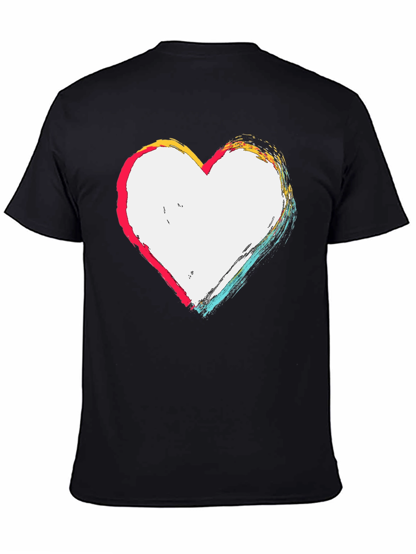 Abstract Heart Graphic T-Shirt - Casual Black Tee