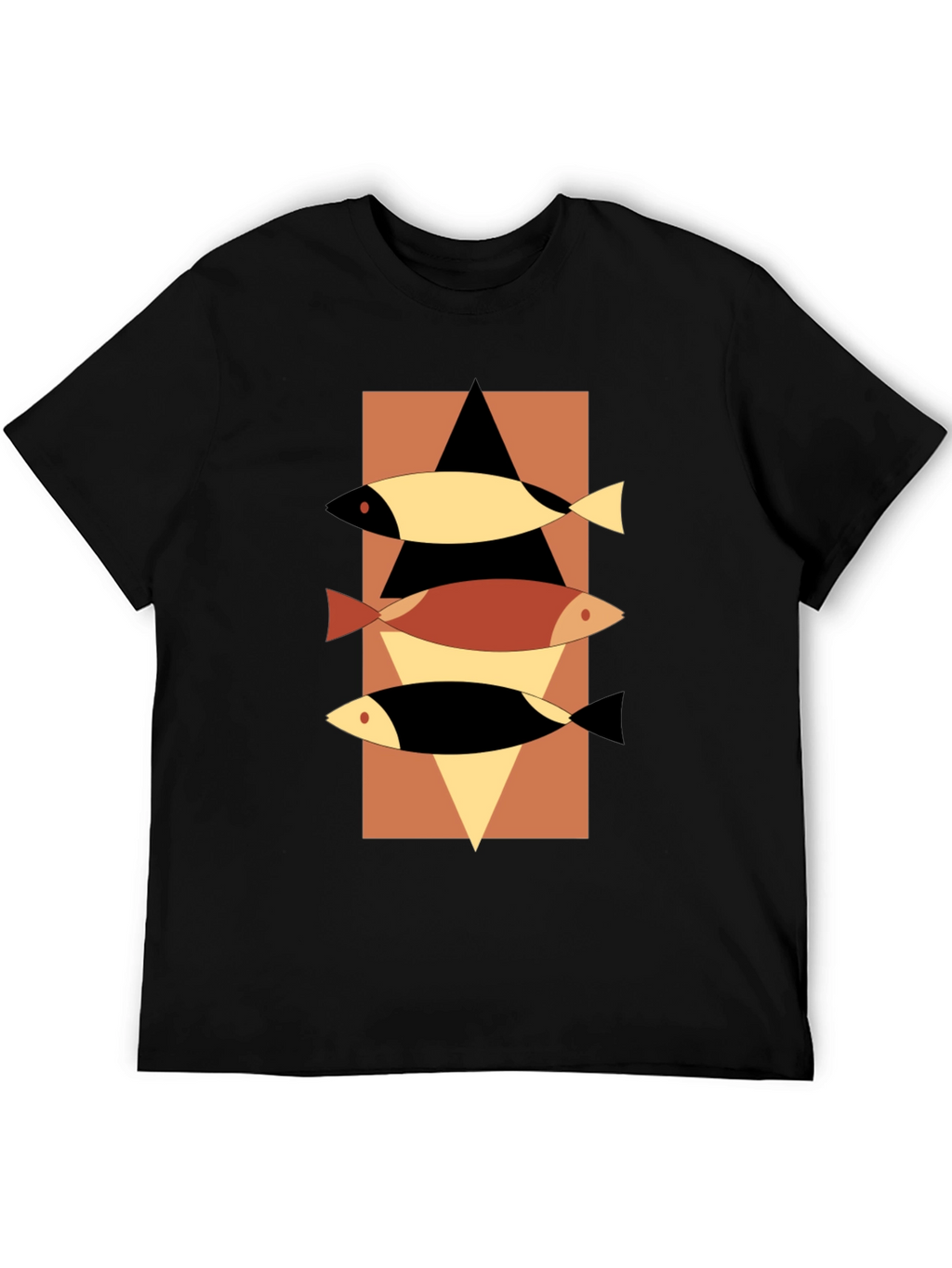 Abstract Fish Graphic Tee - Mens Black T-Shirt