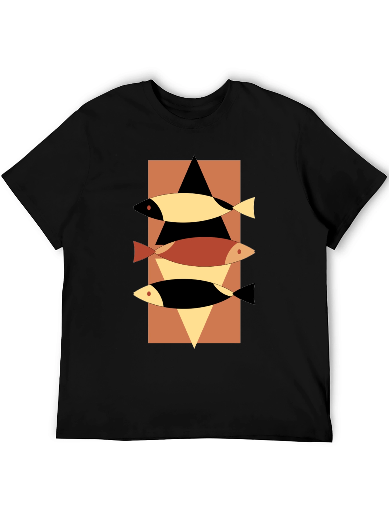 Abstract Fish Graphic Tee - Mens Black T-Shirt
