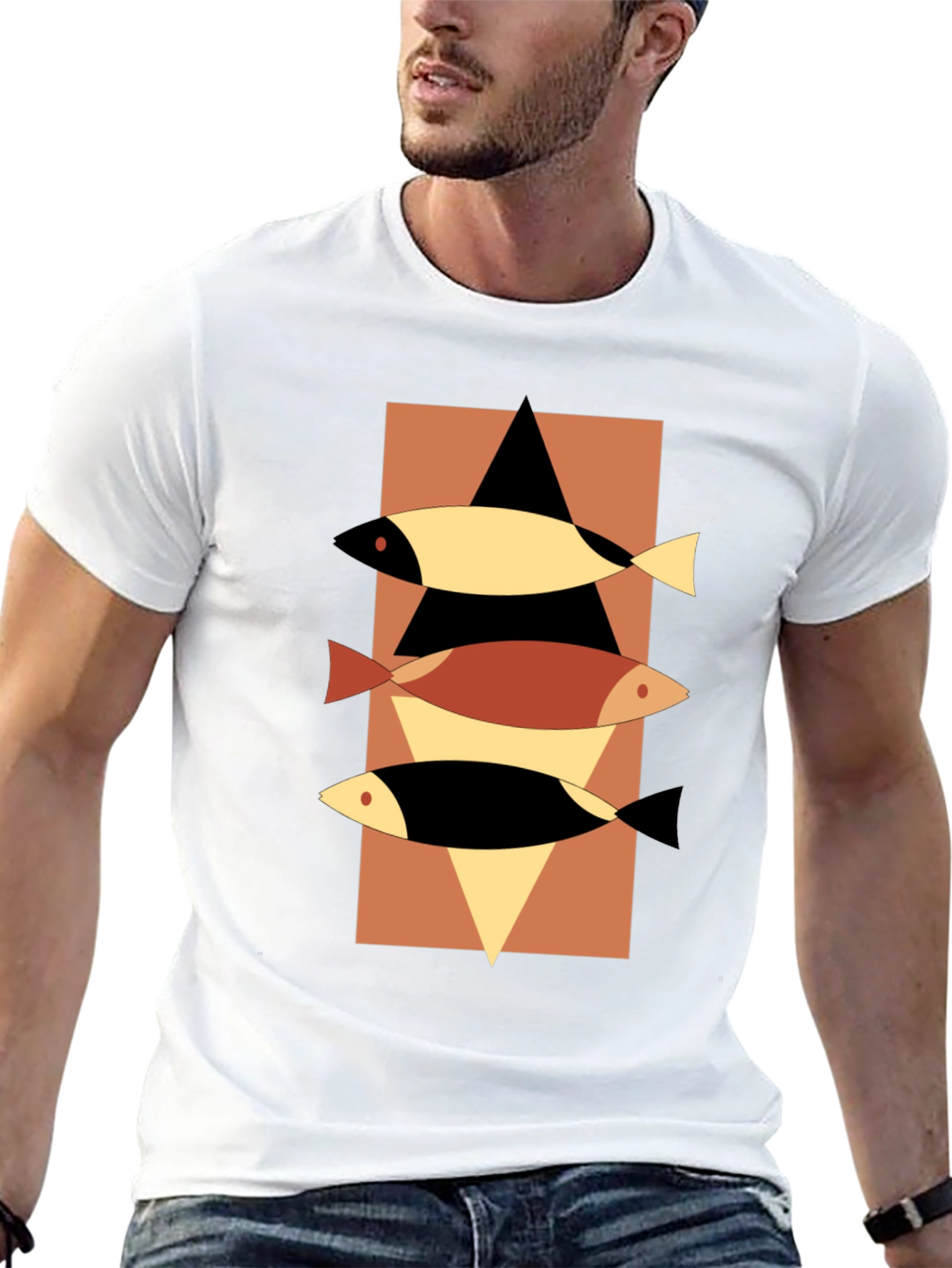 Abstract Fish Graphic Tee - Mens Black T-Shirt